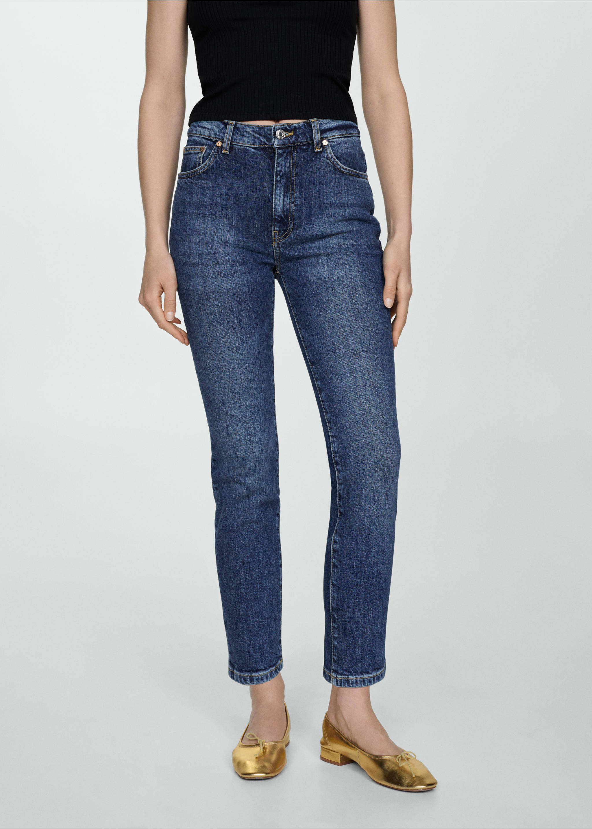 Claudia slim-fit cropped jeans - Medium plane, Dark Blue. Ref: 67000680-00.