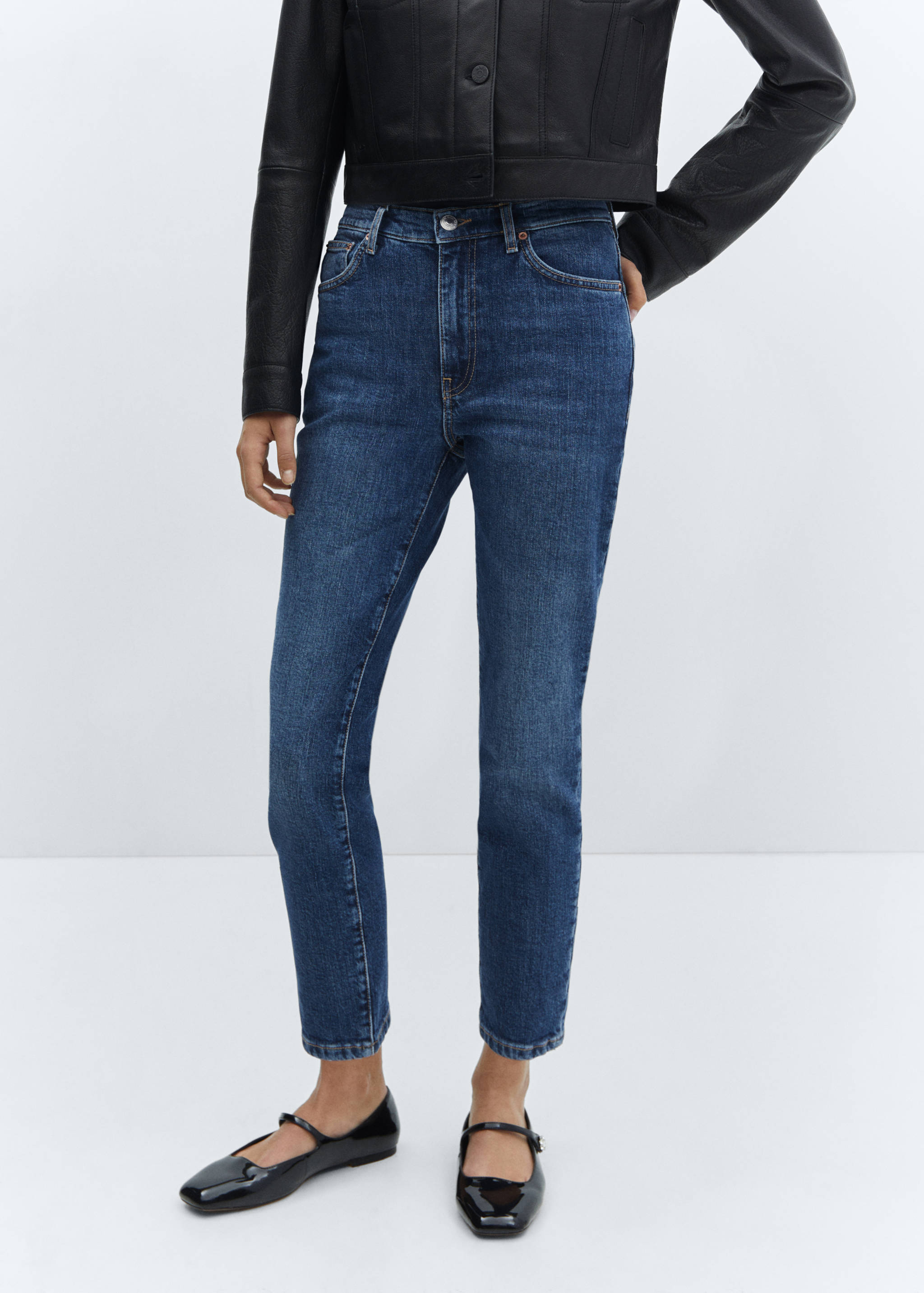 Claudia slim-fit cropped jeans - Medium plane