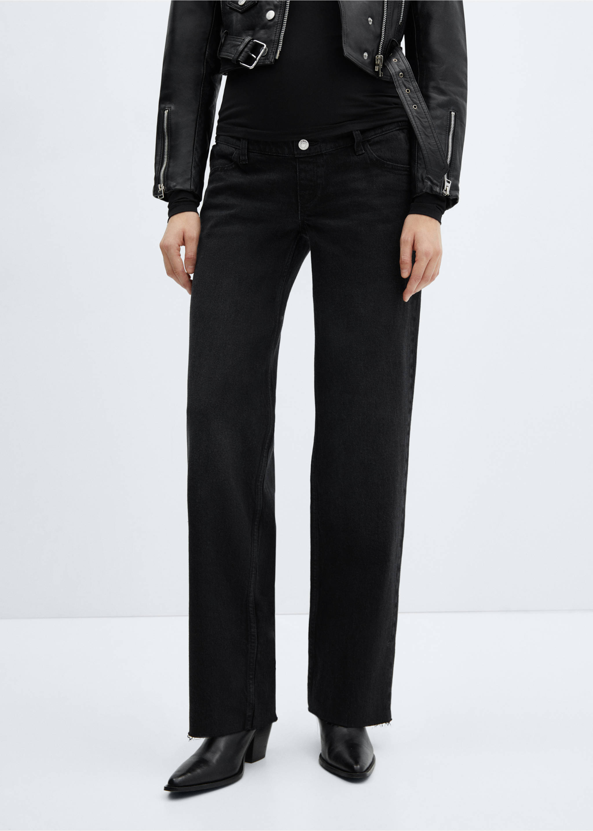 Maternity wide leg jeans - Medium plane, Black denim. Ref: 67000686-00.