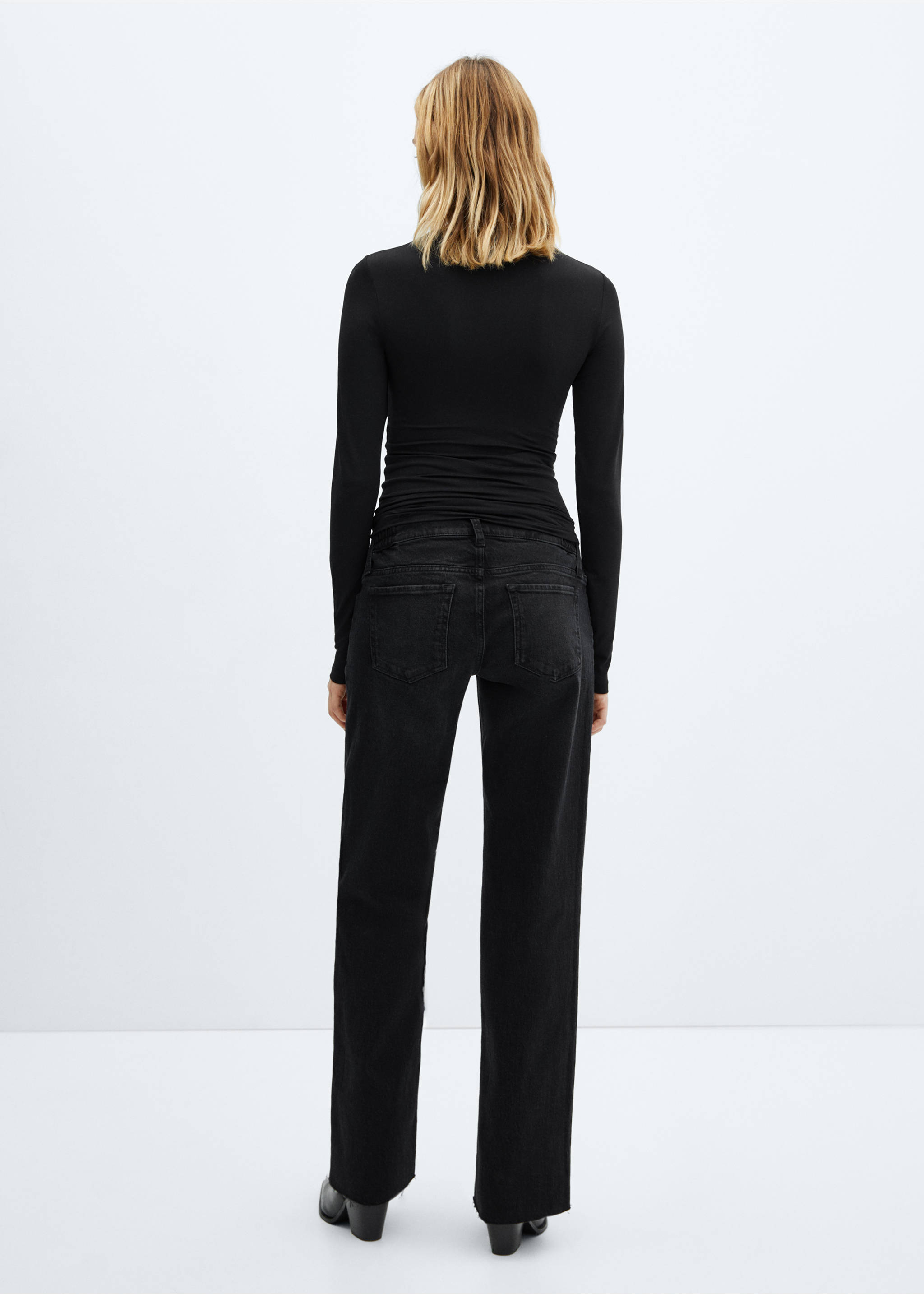 Maternity wide leg jeans - Reverse of the article, Black denim. Ref: 67000686-00.