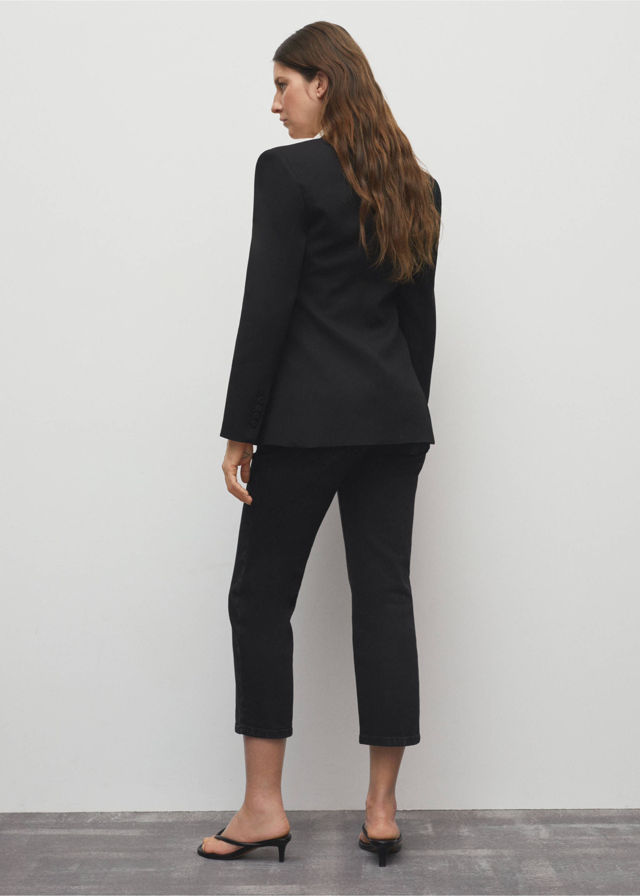 Maternity Straight Jeans - Reverse of the article, Black denim. Ref: 67000689-00.