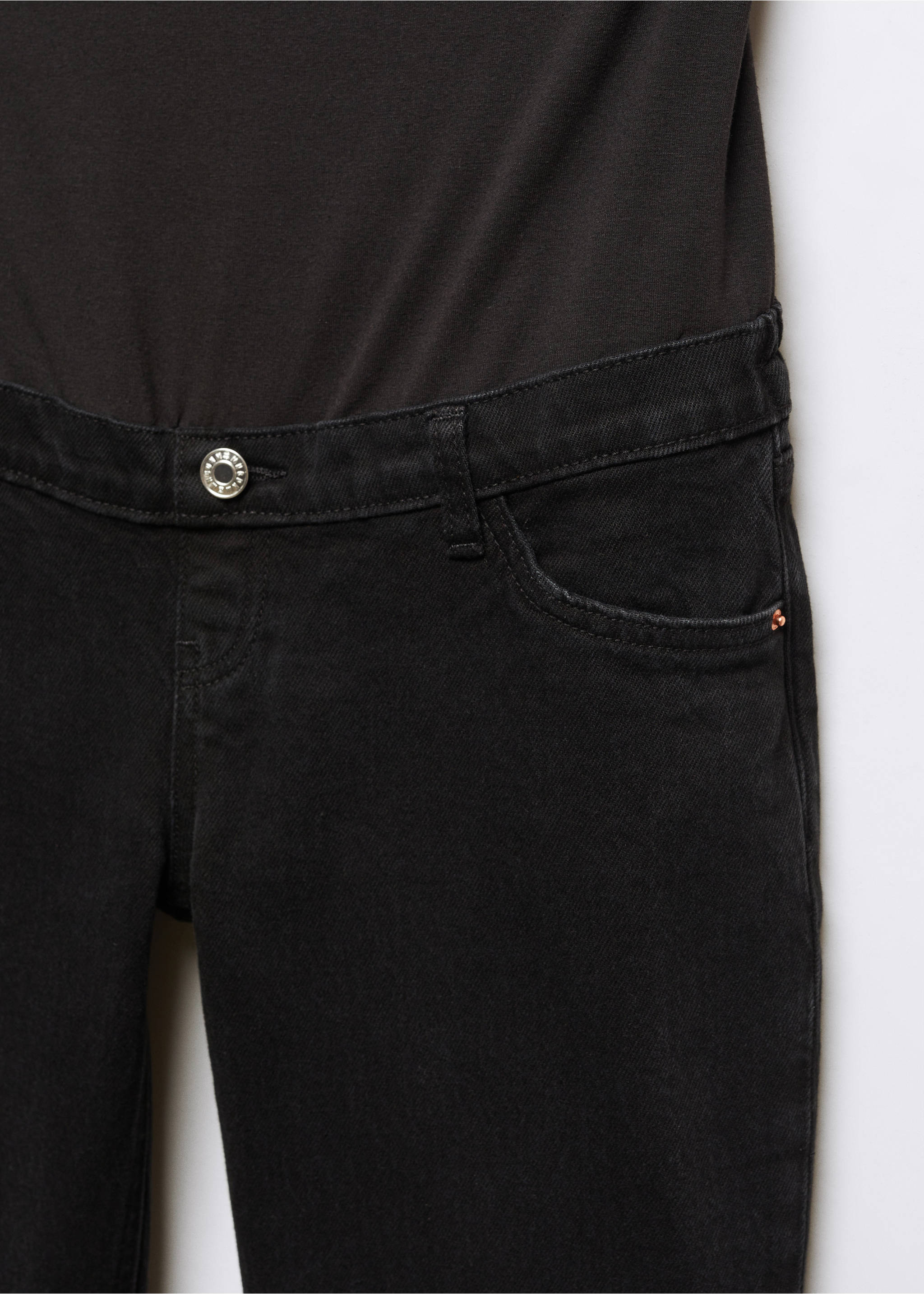 Maternity Straight Jeans - Details of the article 8, Black denim. Ref: 67000689-00.
