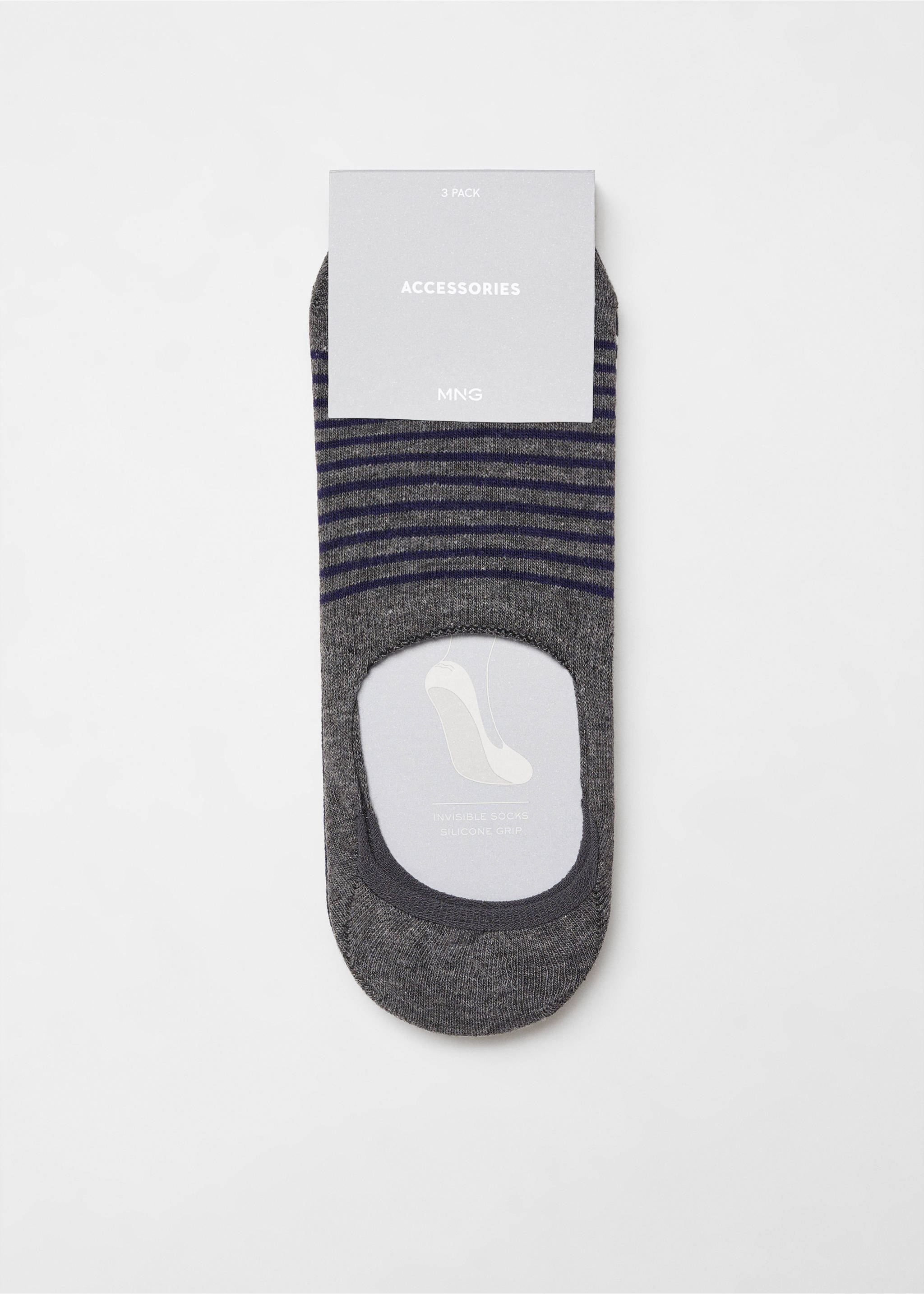 3-pack of striped design socks - Details of the article 0, Grey. Ref: 67000698-00.