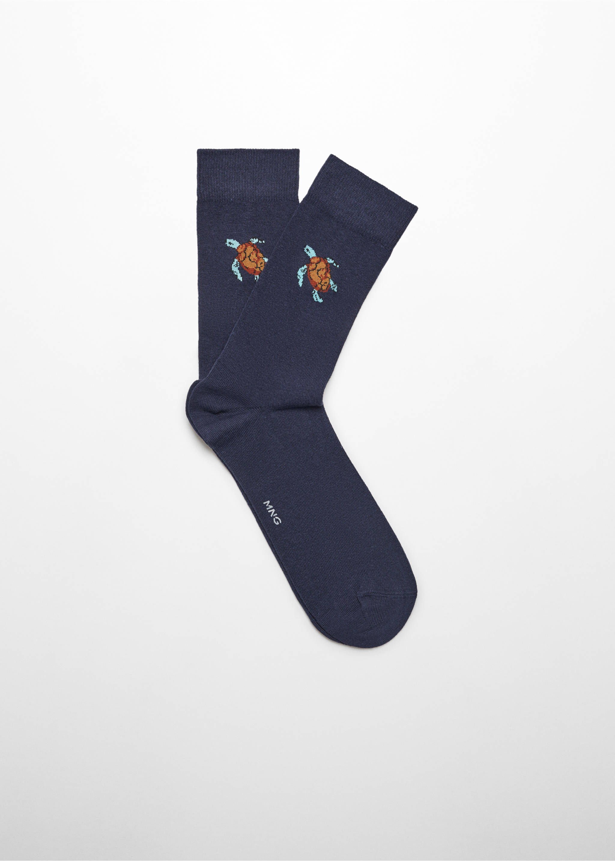 Animal embroidered cotton socks - Article without model, Dark Navy. Ref: 67000702-00.