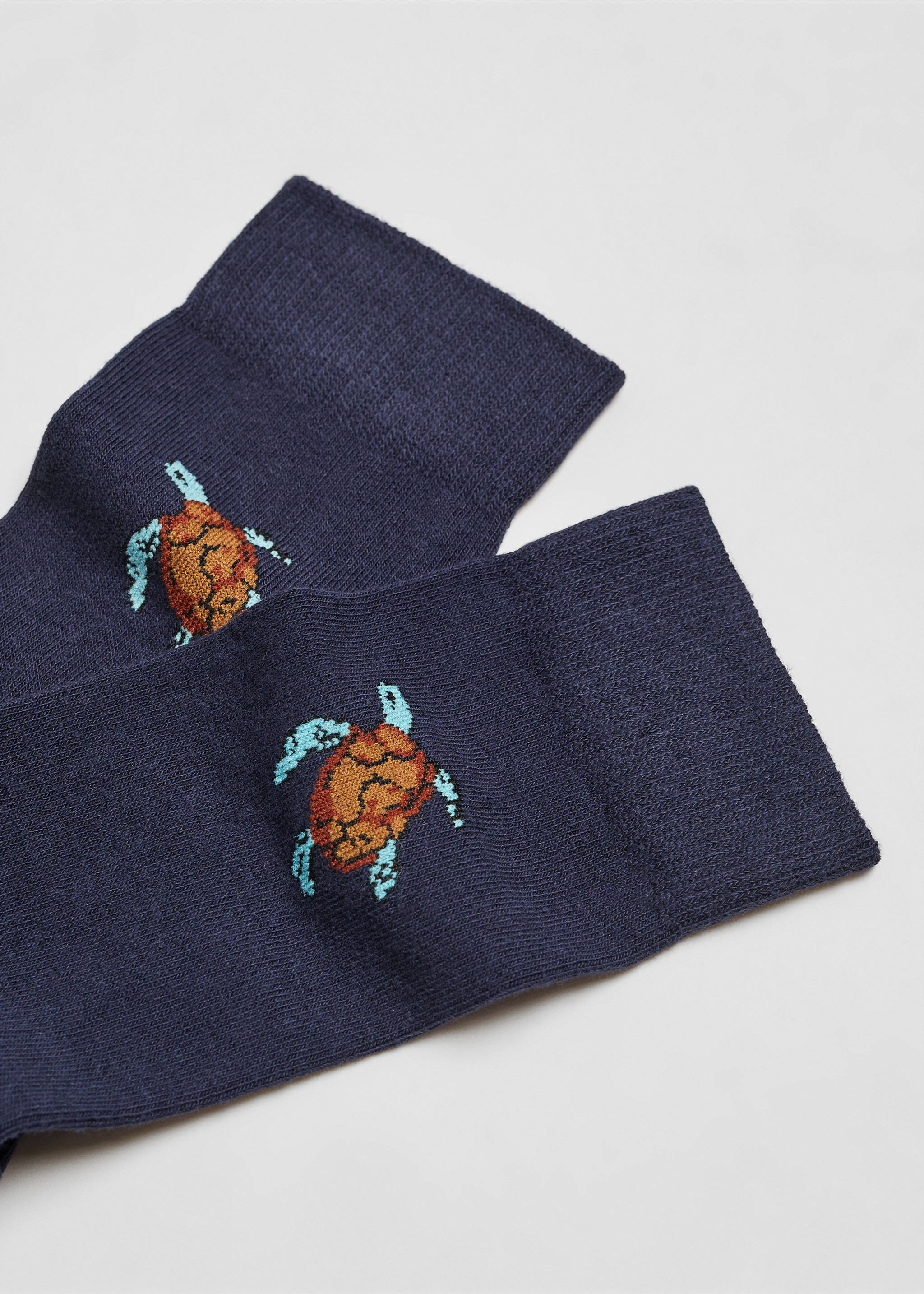 Animal embroidered cotton socks - Details of the article 8, Dark Navy. Ref: 67000702-00.