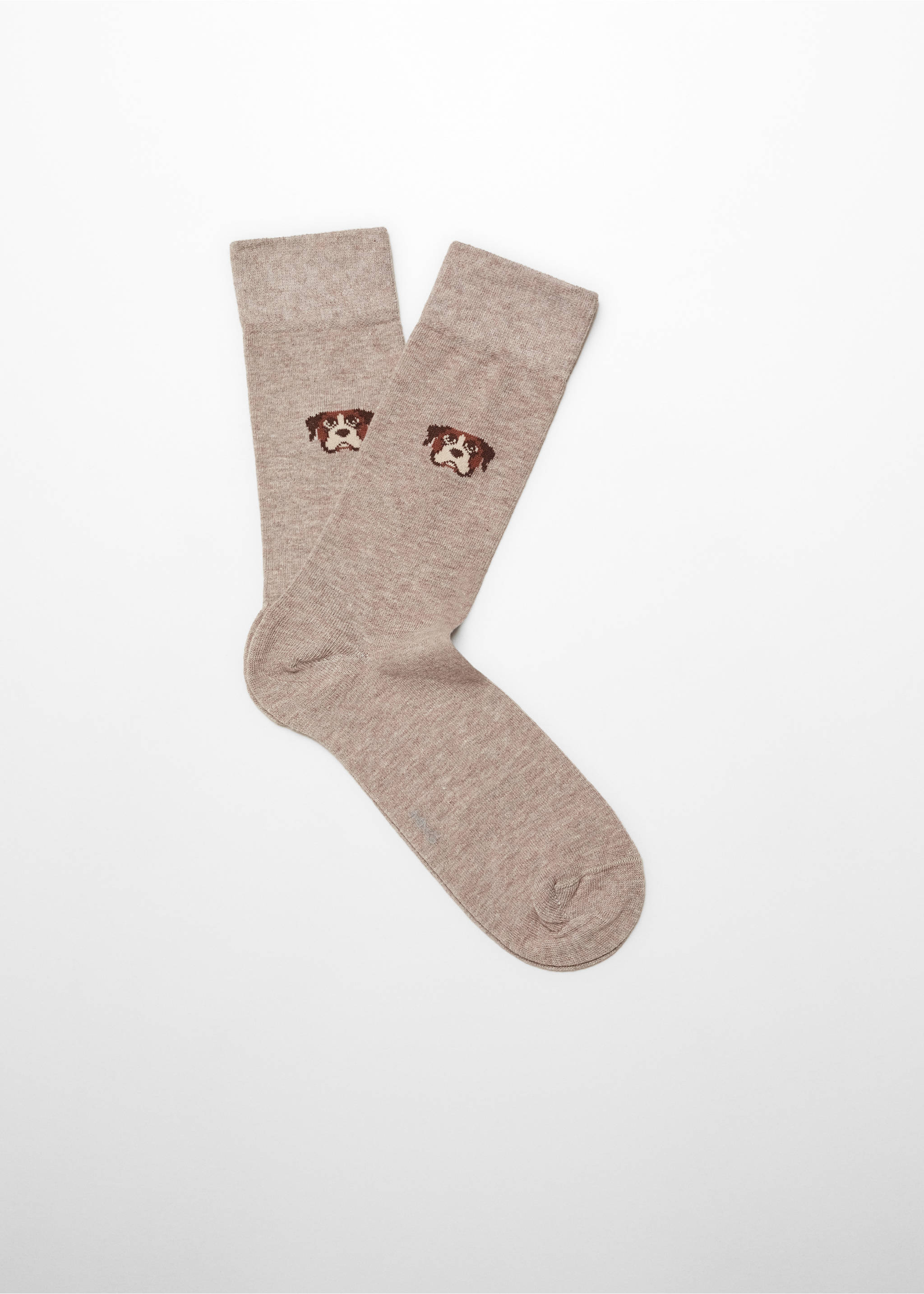 Animal embroidered cotton socks - Article without model, Beige. Ref: 67000704-00.
