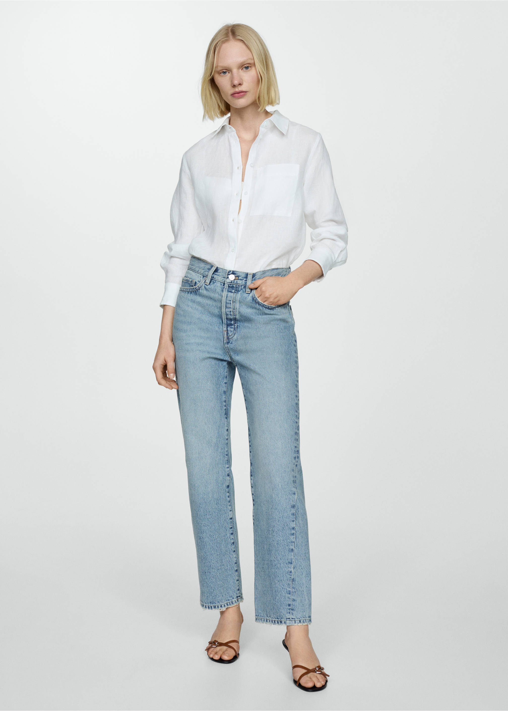 Straight jeans with forward seams - General plane, Medium Blue. Ref: 67001012-00.