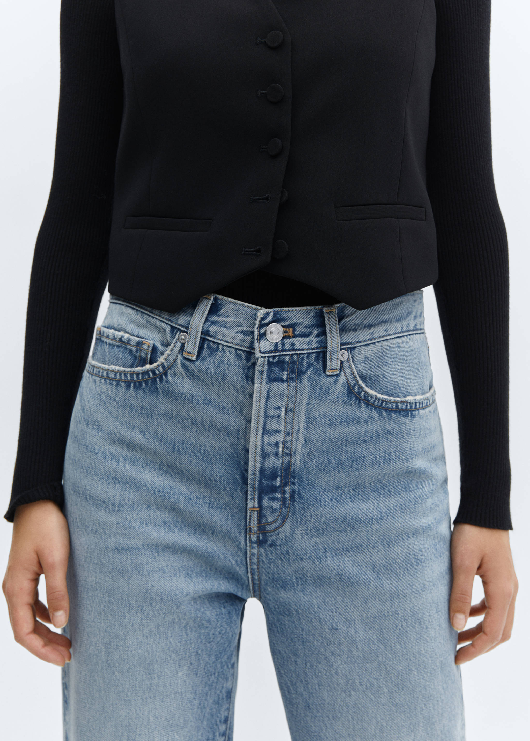 Blugi drepți cu cusături oblice orientate în față - Detaliu al articolului 2