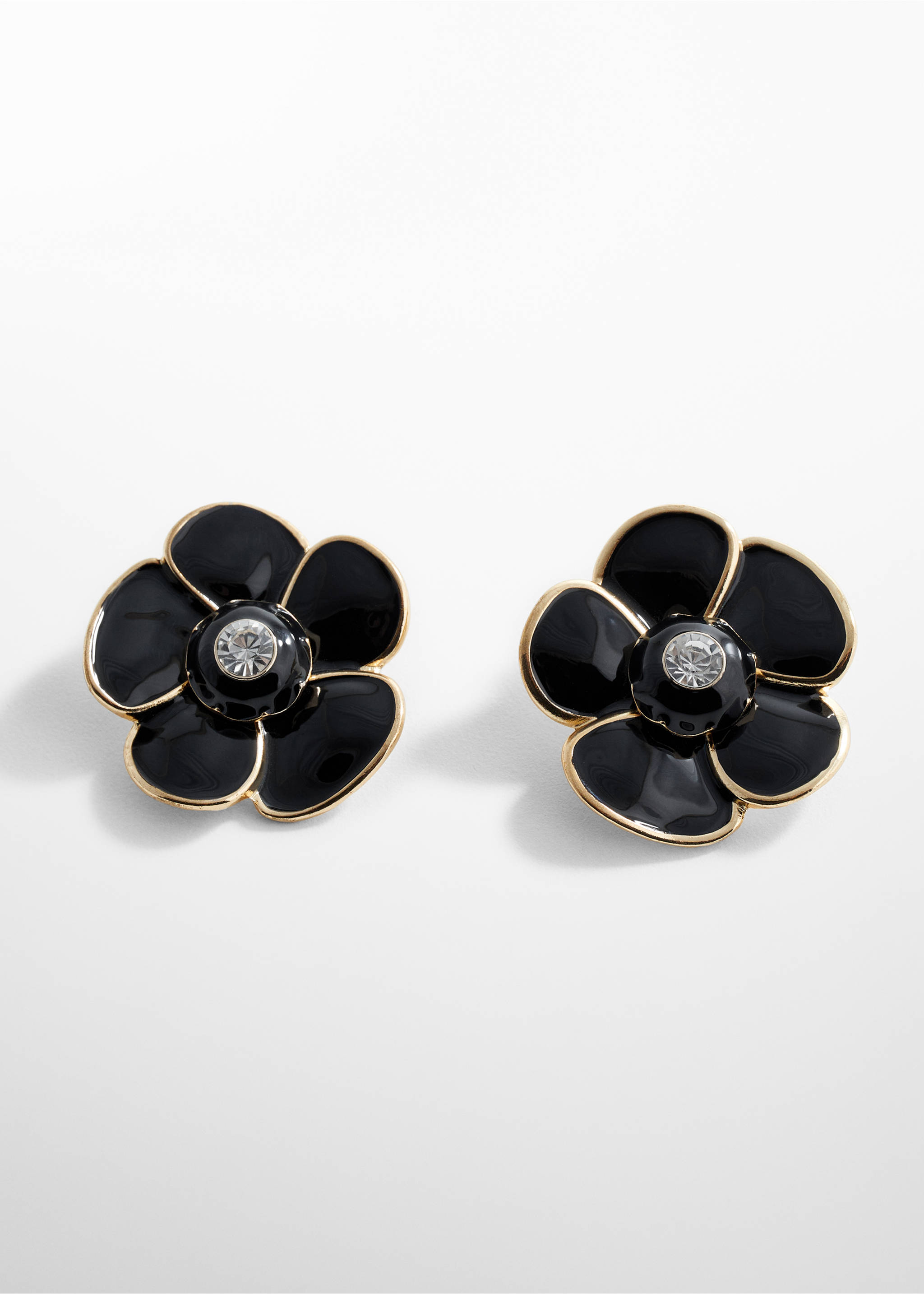 Boucles d'oreilles fleur cristal - Article sans modèle, Noir. Ref: 67002540-00.