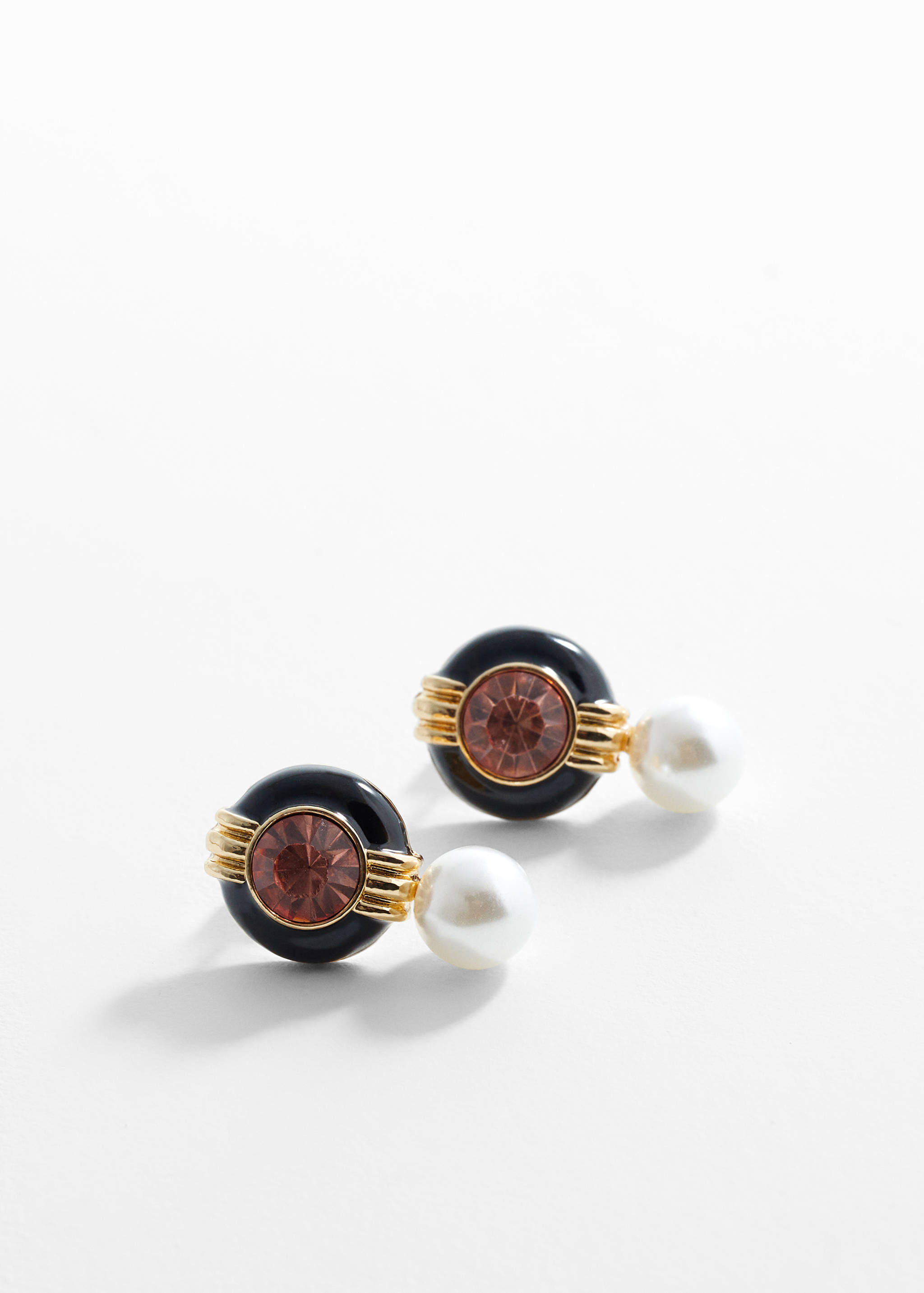 Pearl-effect crystal earrings - Medium plane