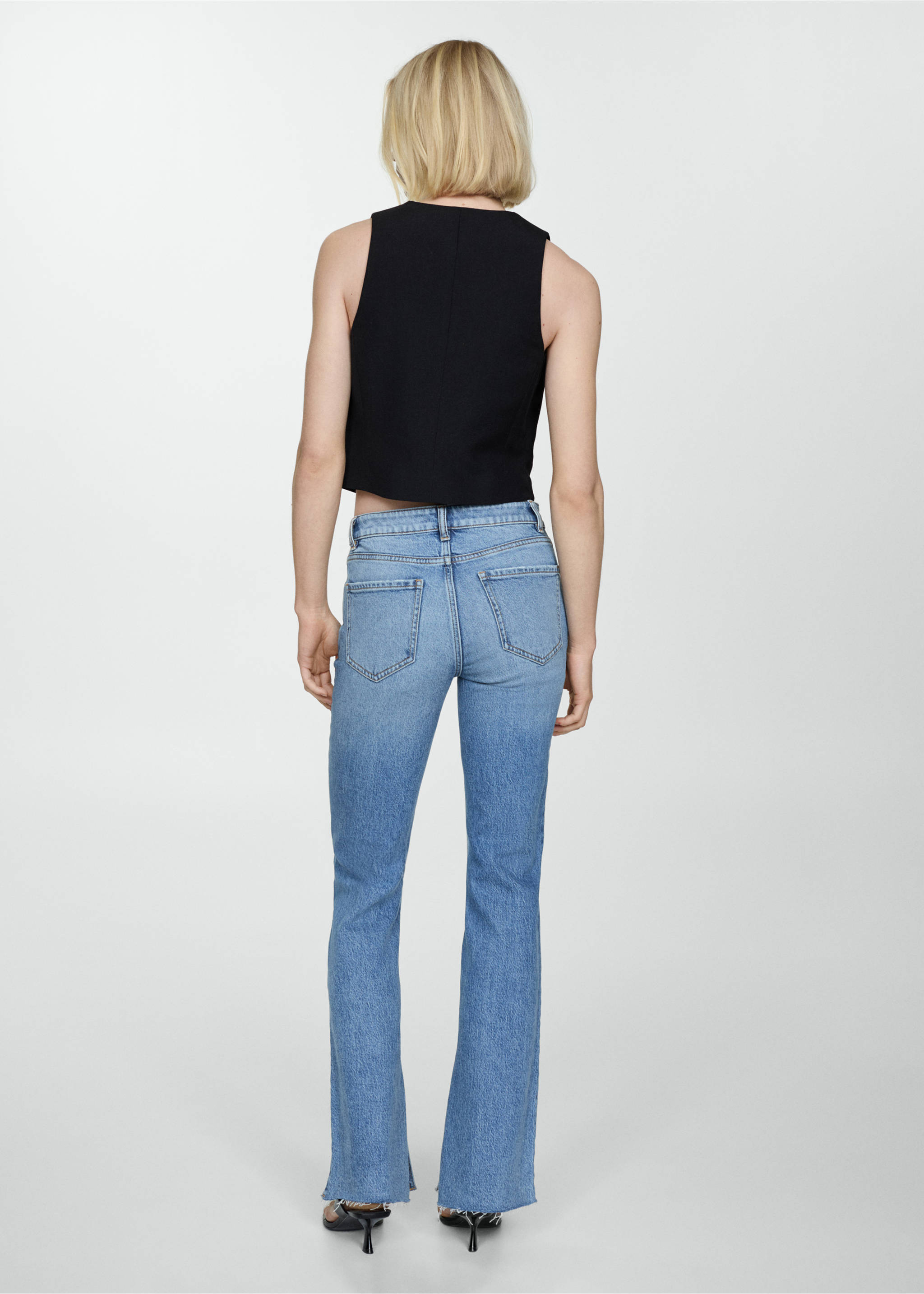 Medium-rise straight jeans with slits - Reverse of the article, Medium Blue. Ref: 67003274-00.