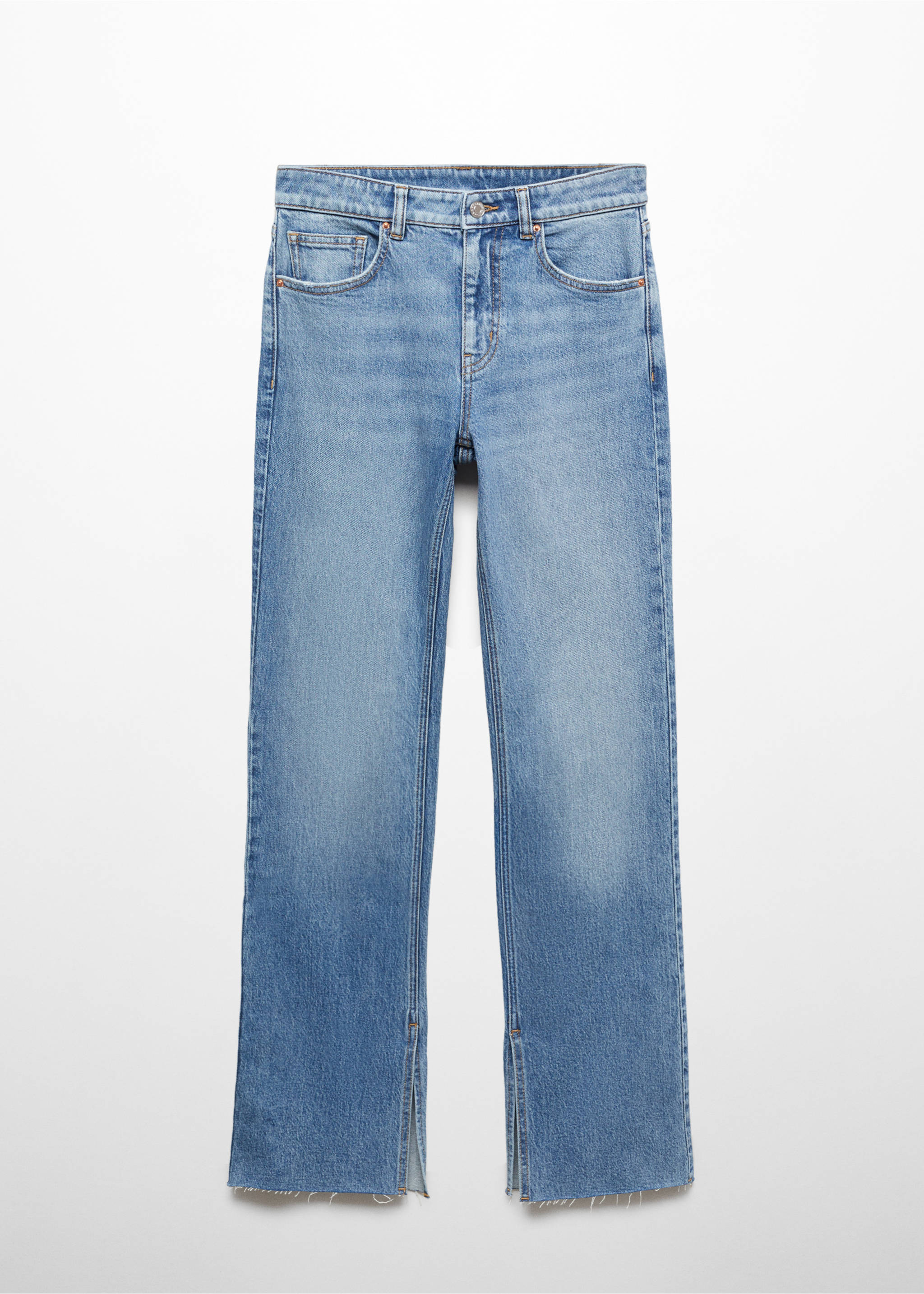 Medium-rise straight jeans with slits - Article without model, Medium Blue. Ref: 67003274-00.