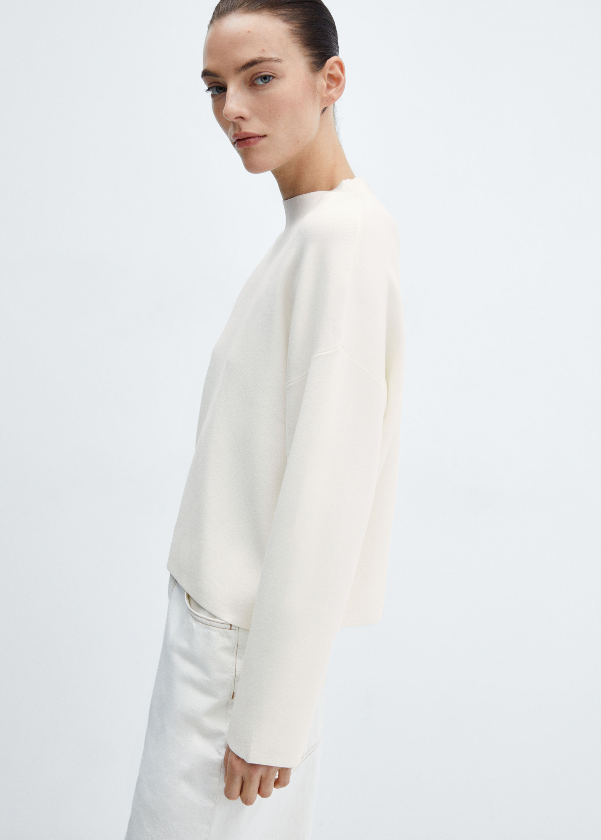 Knitted sweater with perkins neck - Medium plane