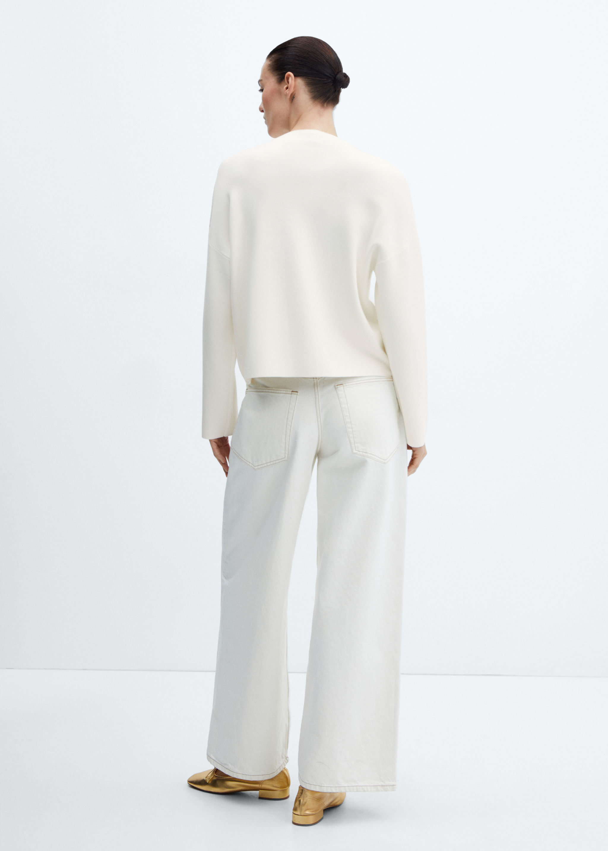 Knitted sweater with perkins neck - Reverse of the article