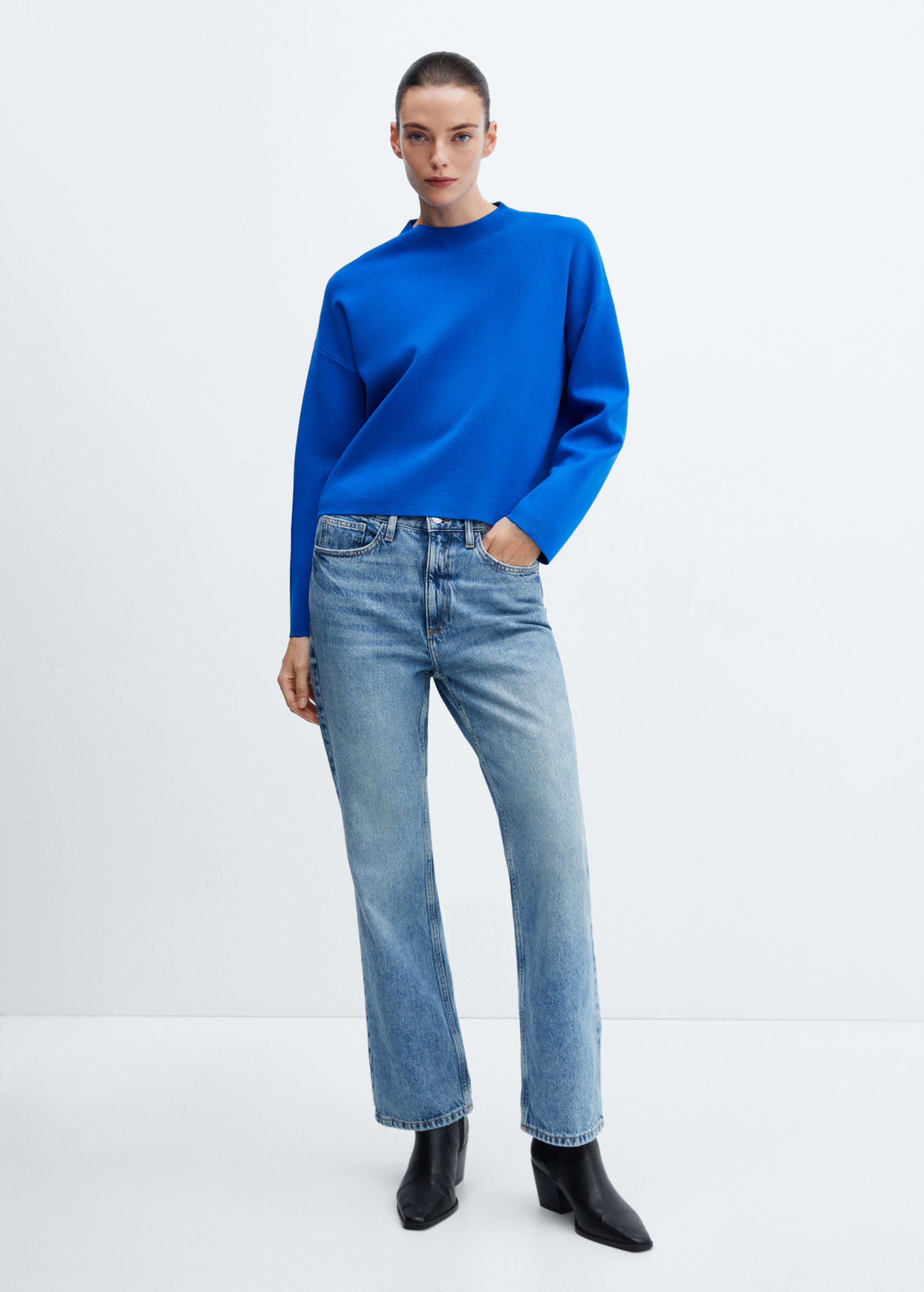 Knitted sweater with perkins neck - General plane