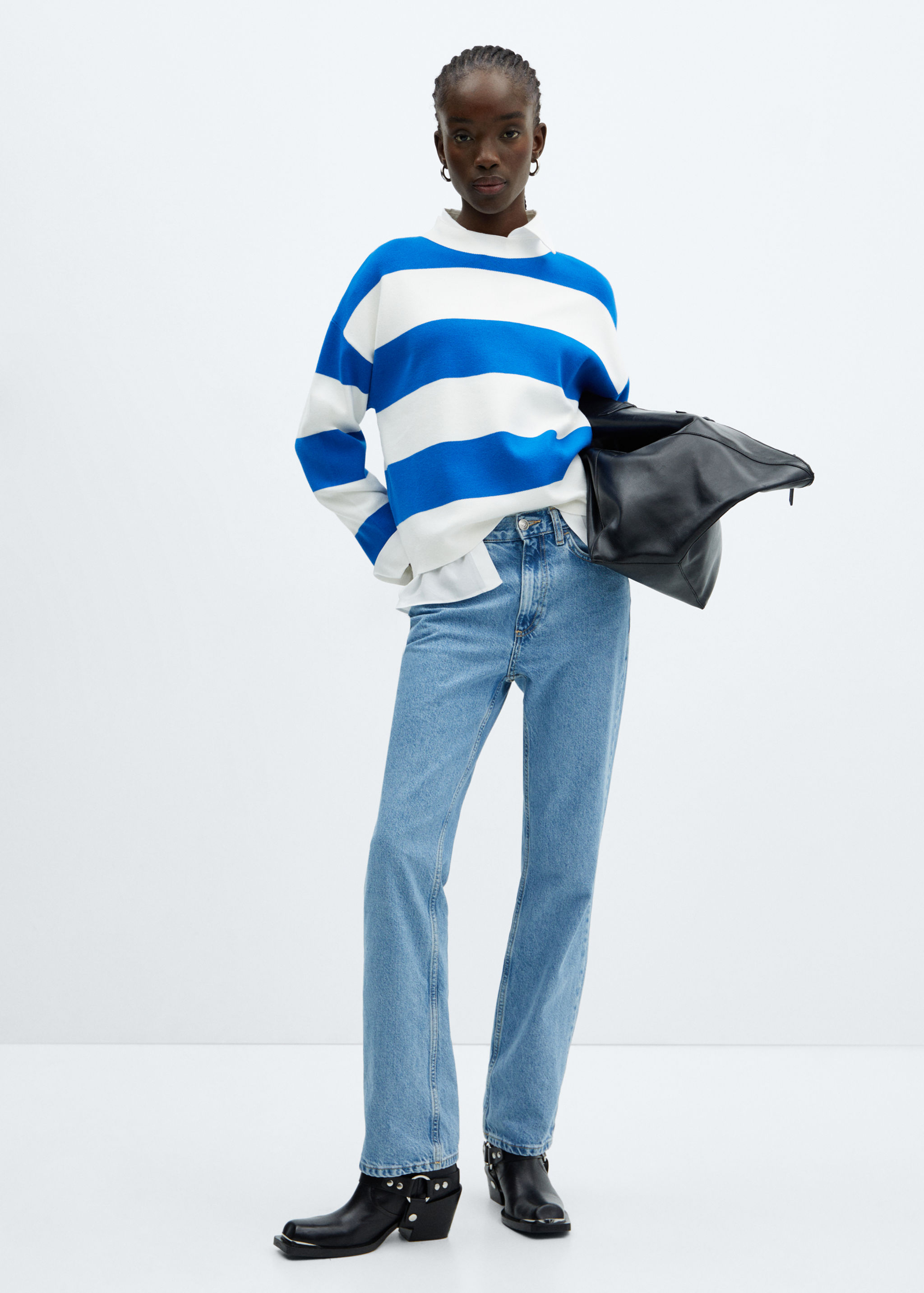 Knitted sweater with perkins neck - General plane