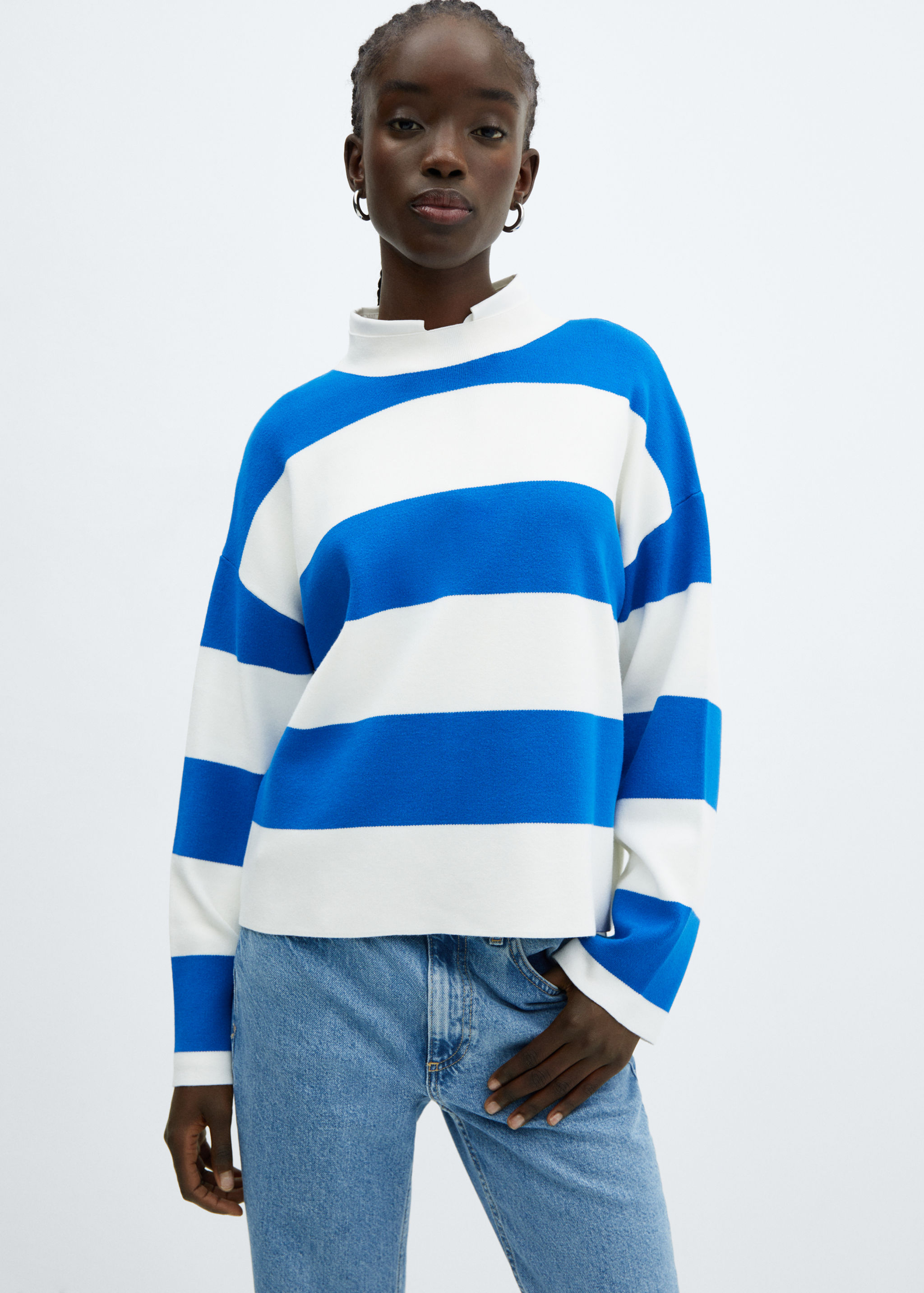 Knitted sweater with perkins neck - Medium plane