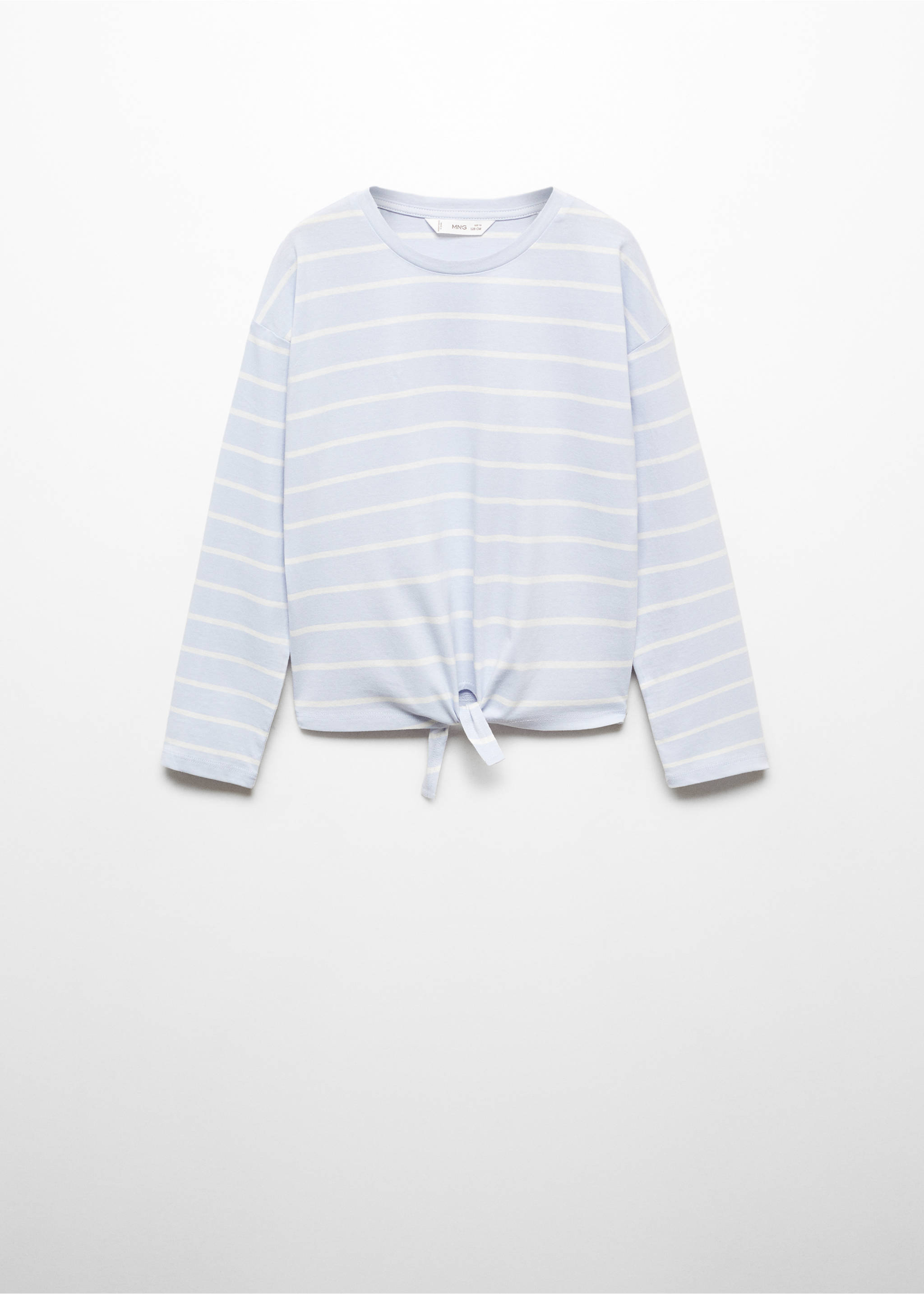Knotted striped t-shirt - Article without model, Sky Blue. Ref: 67003707-00.