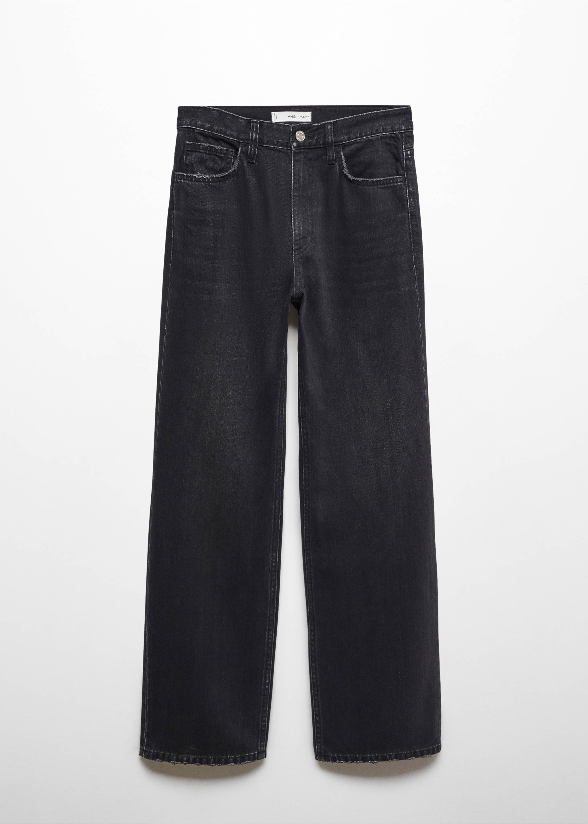 Mid-rise straight jeans - Article without model, Black denim. Ref: 67004023-00.