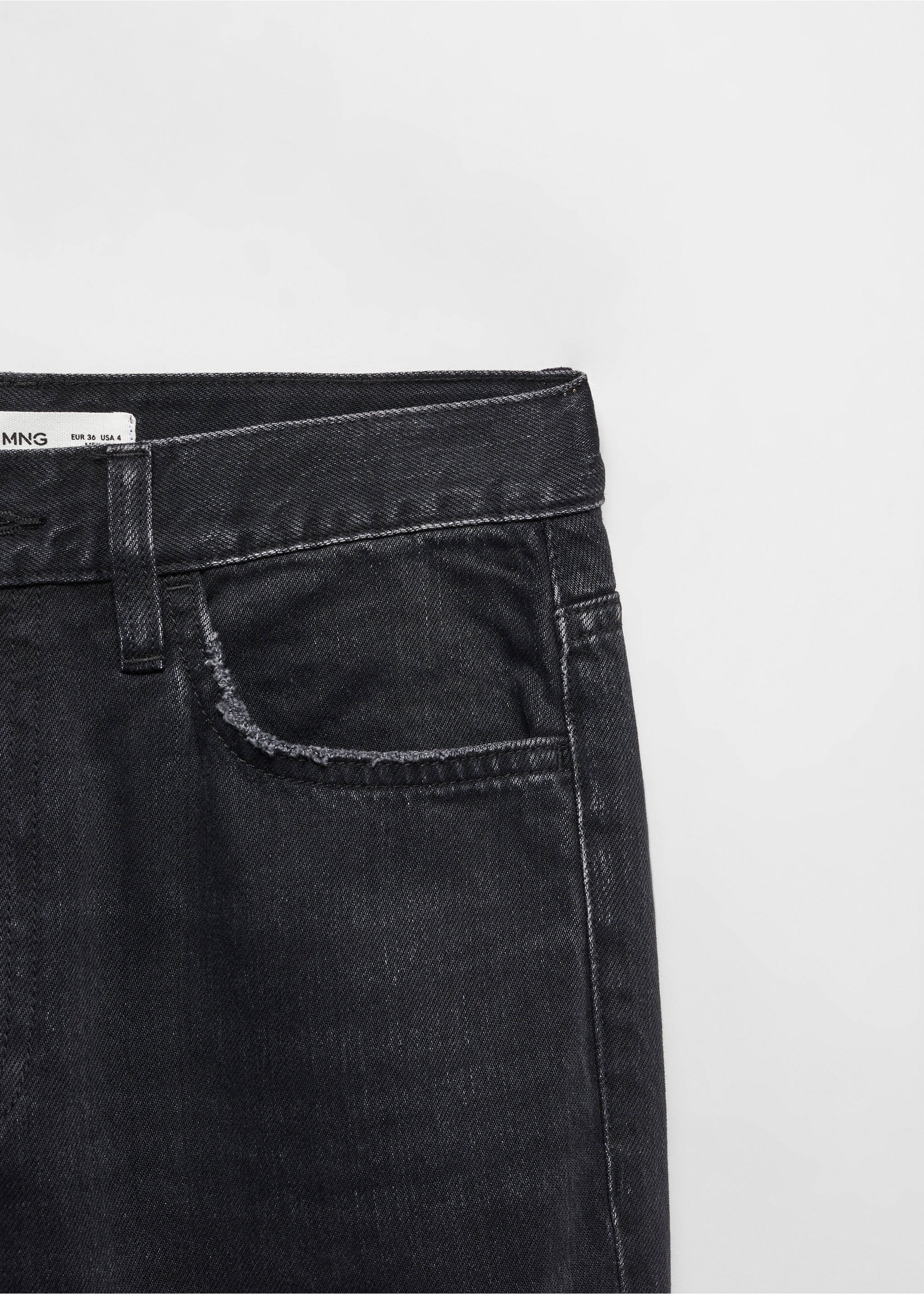 Mid-rise straight jeans - Details of the article 8, Black denim. Ref: 67004023-00.