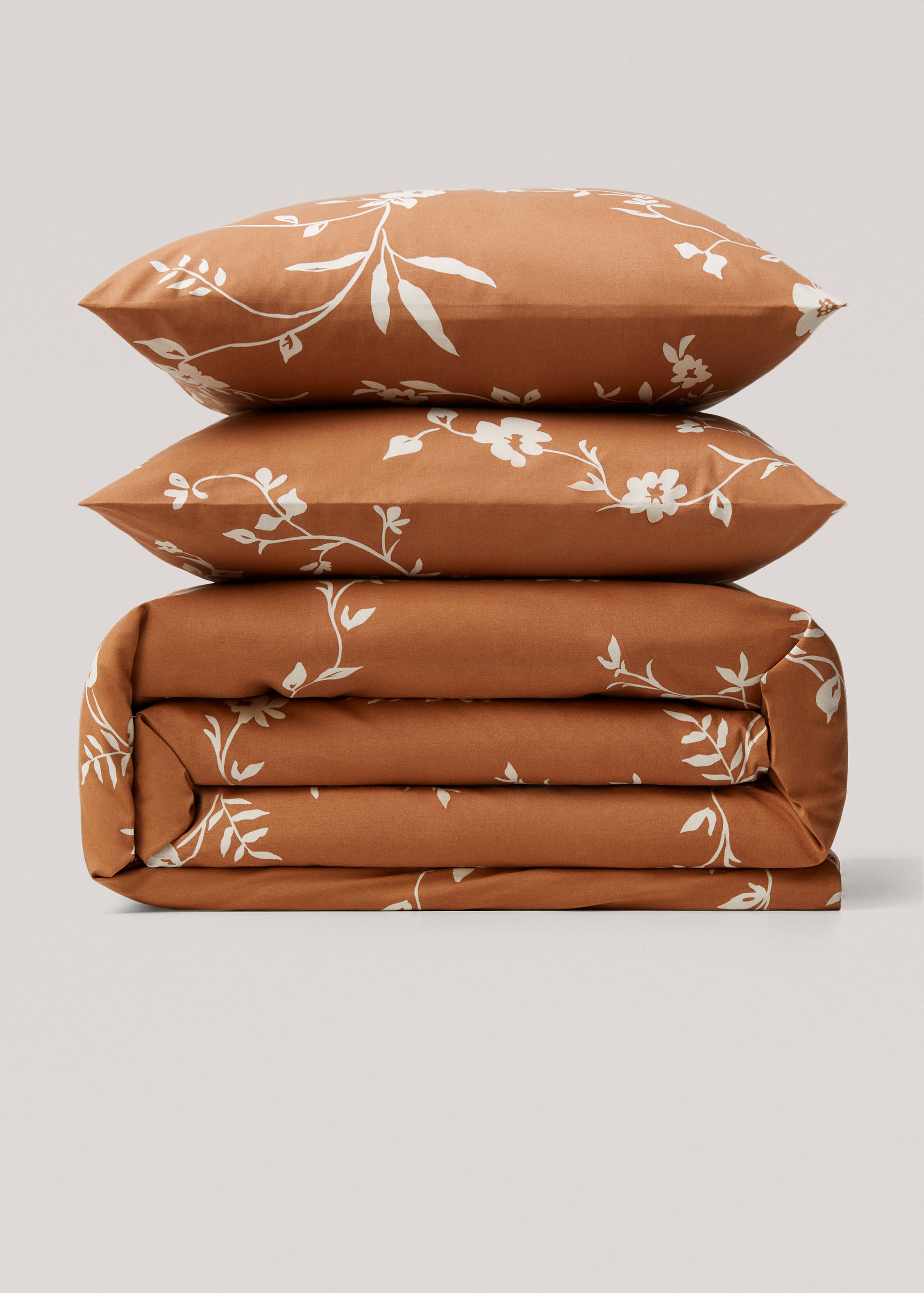 Duvet cover with terracotta flowers Superking bed - Article without model