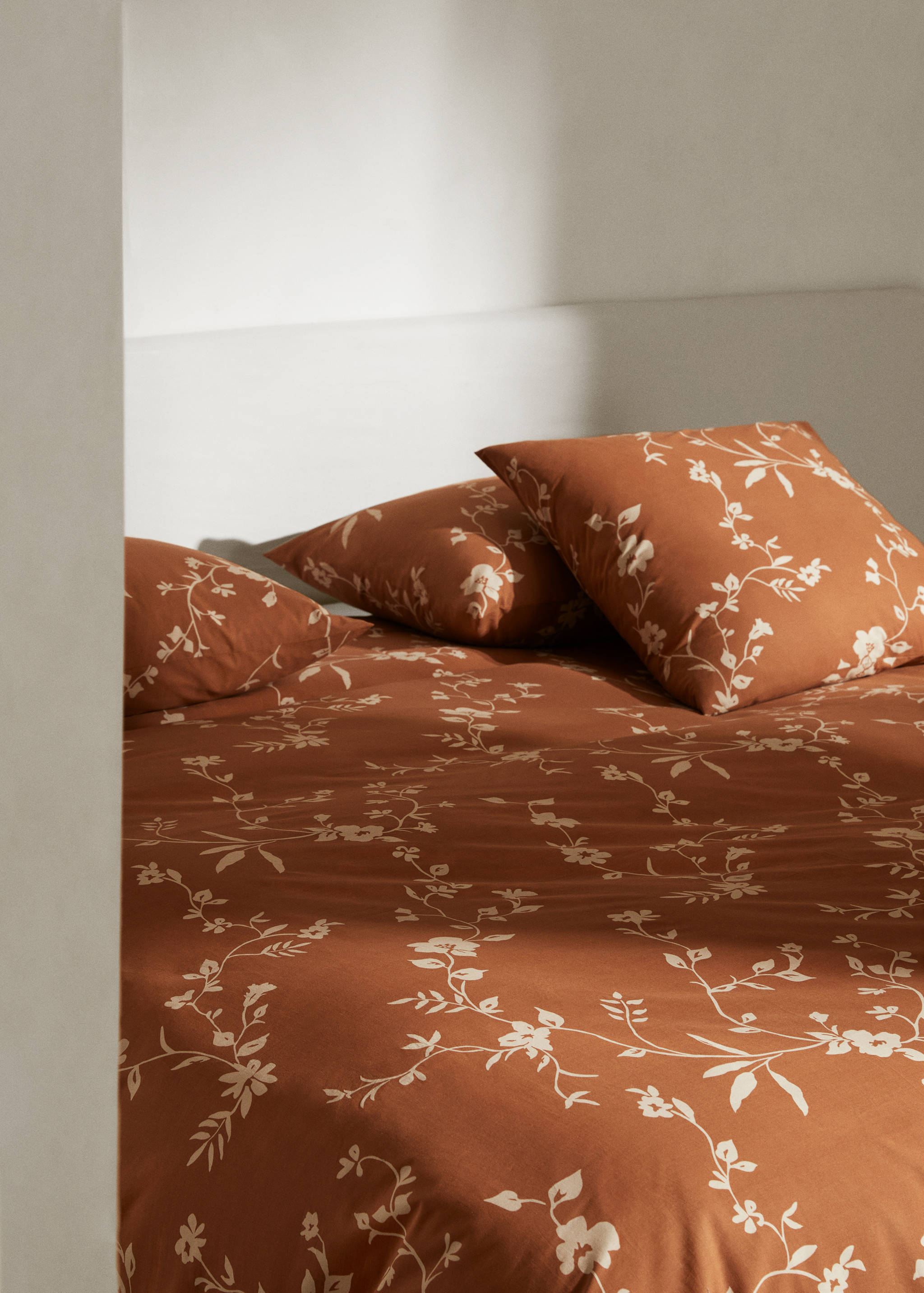 Blommigt påslakan terrakotta 150/160 cm säng - Detaljer om artikeln 7