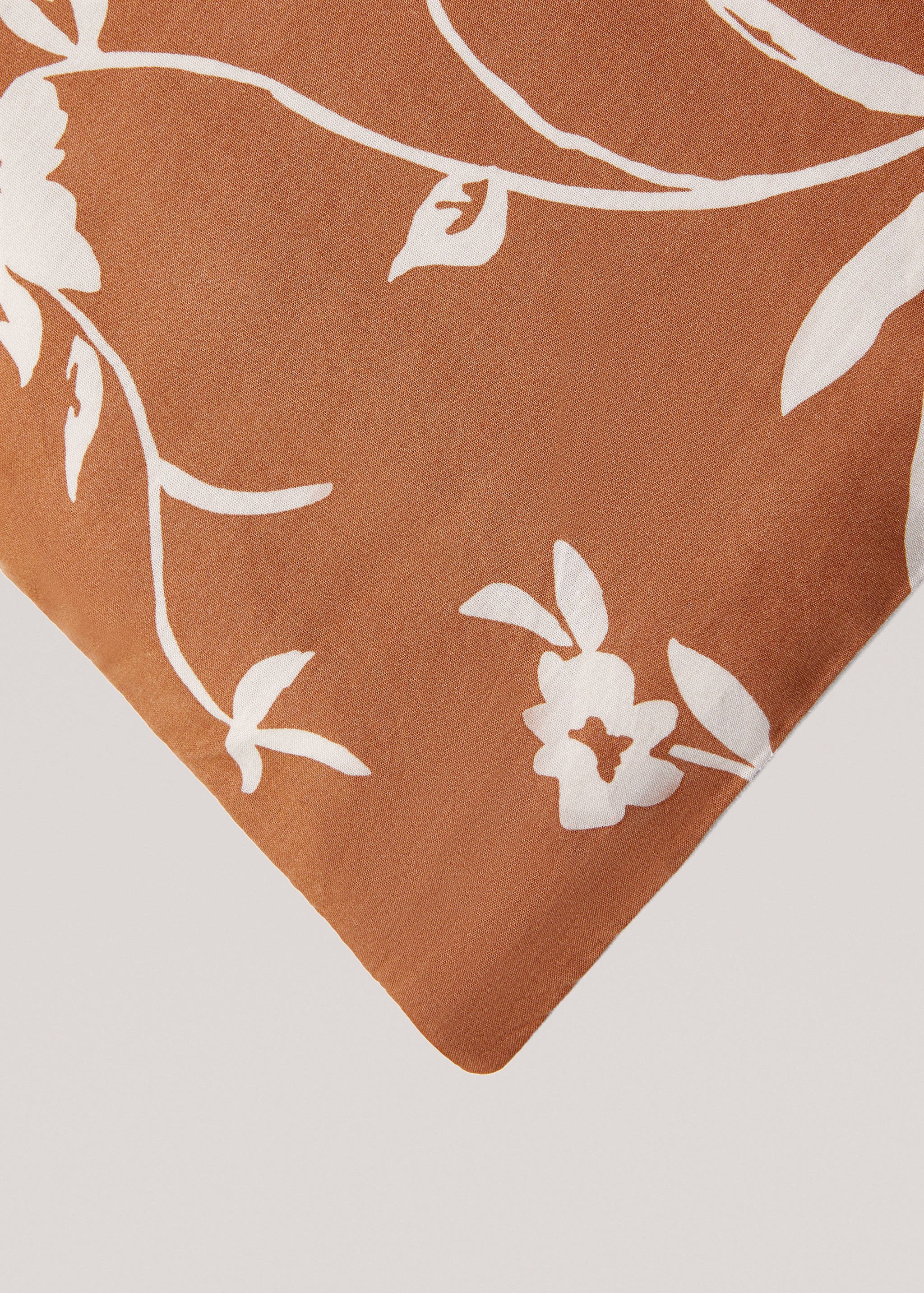 Duvet cover terracotta flowers queen bed - Details of the article 1