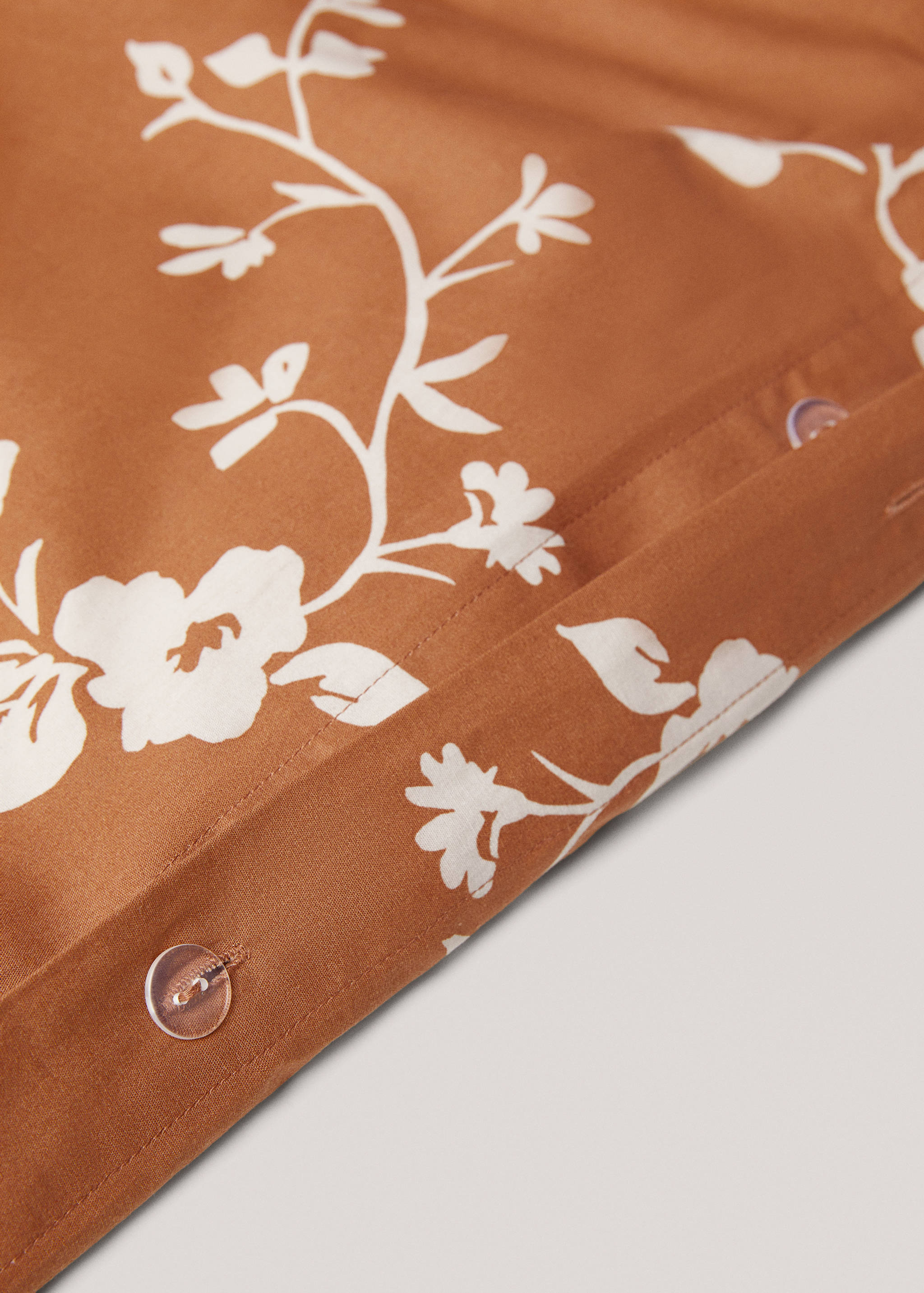 Duvet cover terracotta flowers queen bed - Details of the article 3