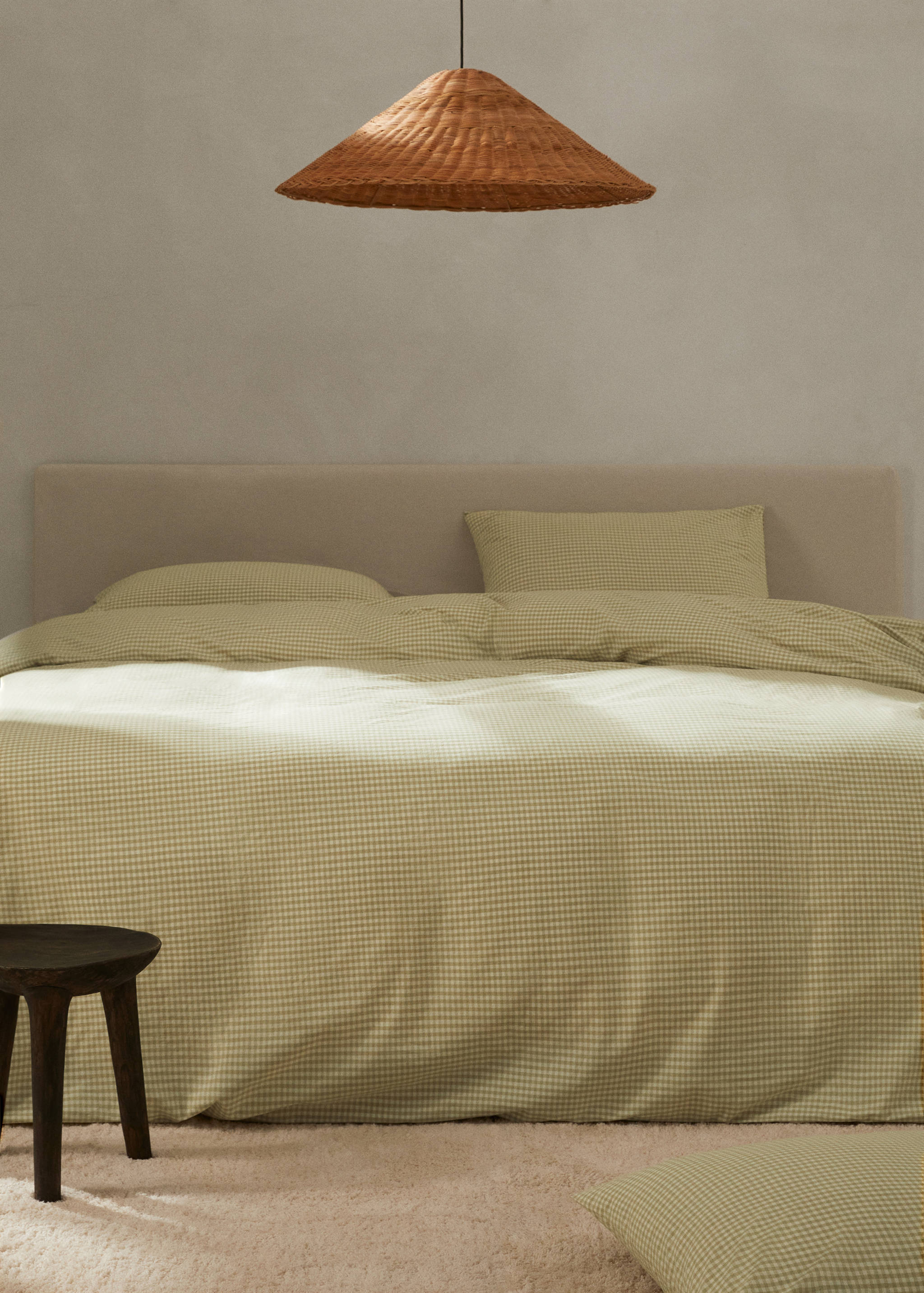 Ginghamrutigt påslakan i bomull 180 cm säng - Allmän bild