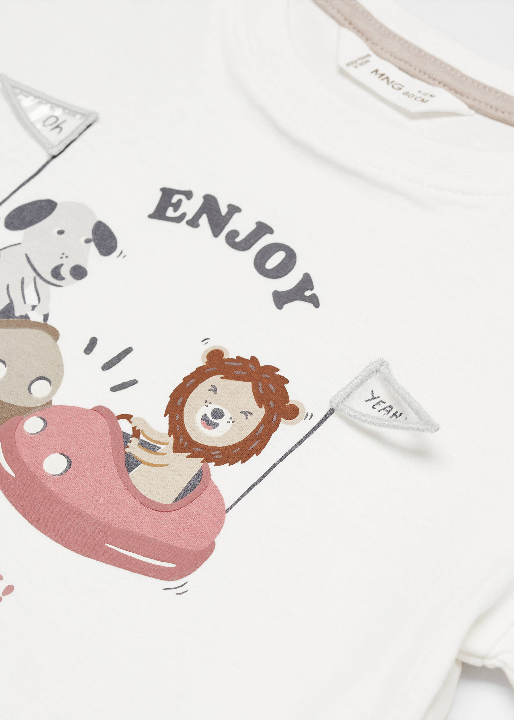 Bedrucktes Baumwoll-T-Shirt - Detail des Artikels 0, Cremeweiß. Ref: 67004479-00.