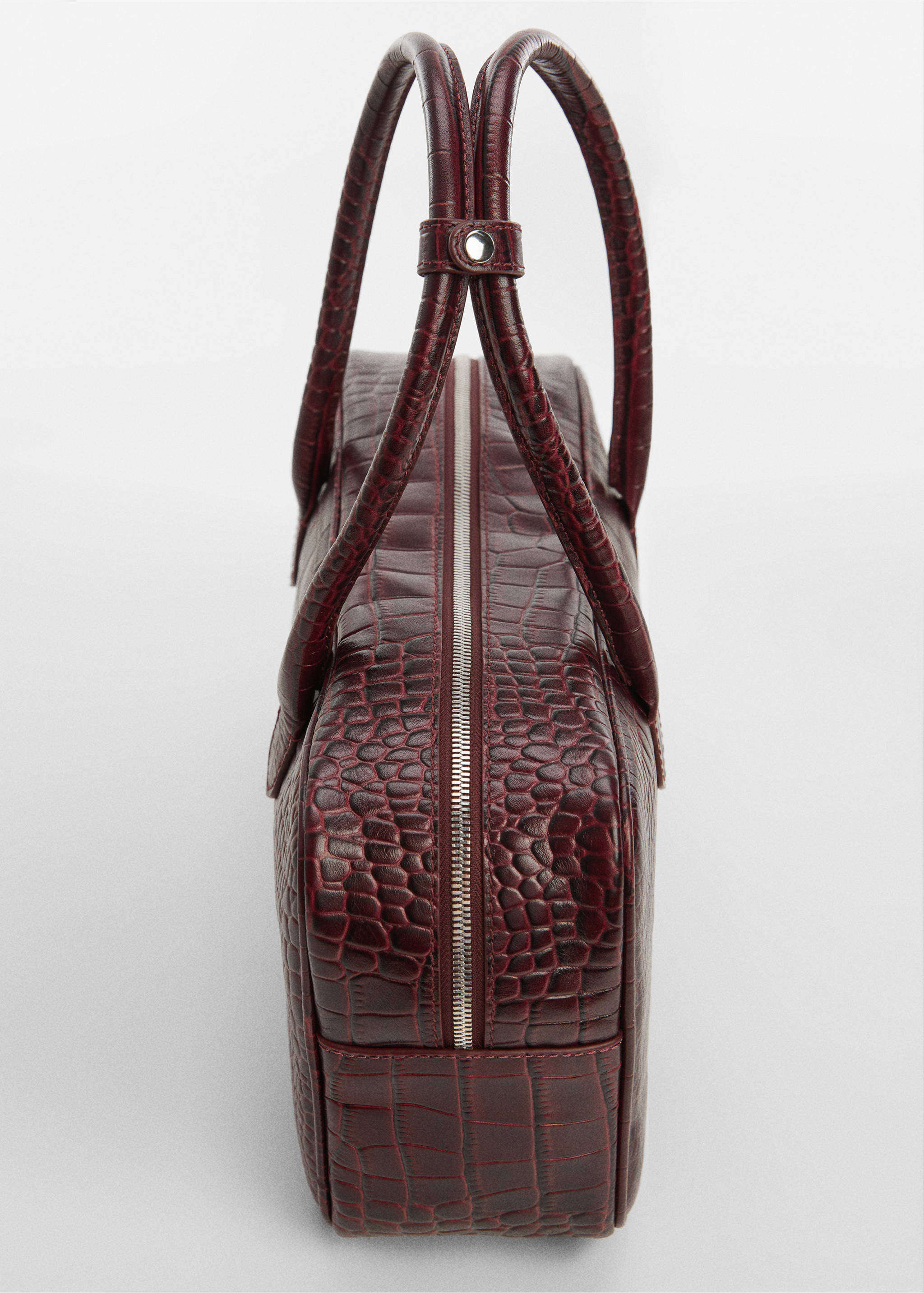 Rectangular leather handbag - Details of the article 1, Burgundy. Ref: 67004485-00.
