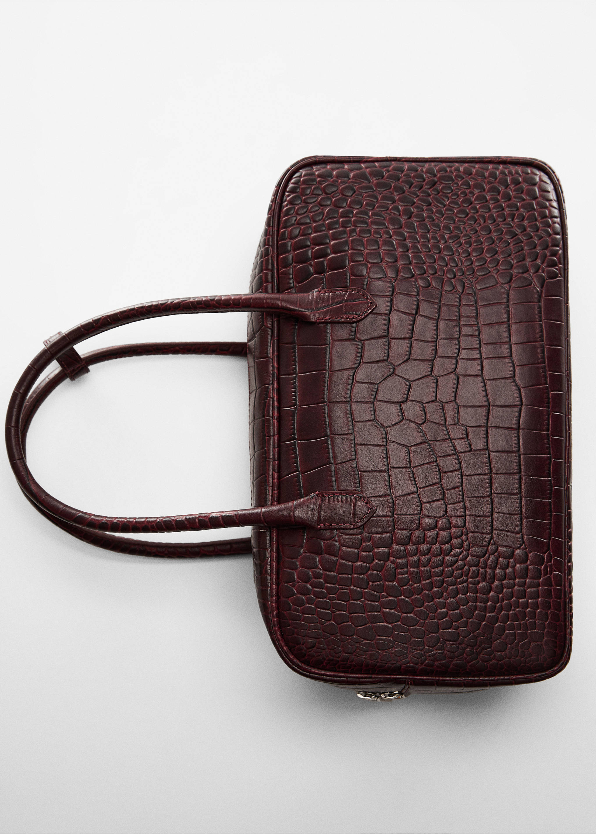 Rectangular leather handbag - Details of the article 5, Burgundy. Ref: 67004485-00.