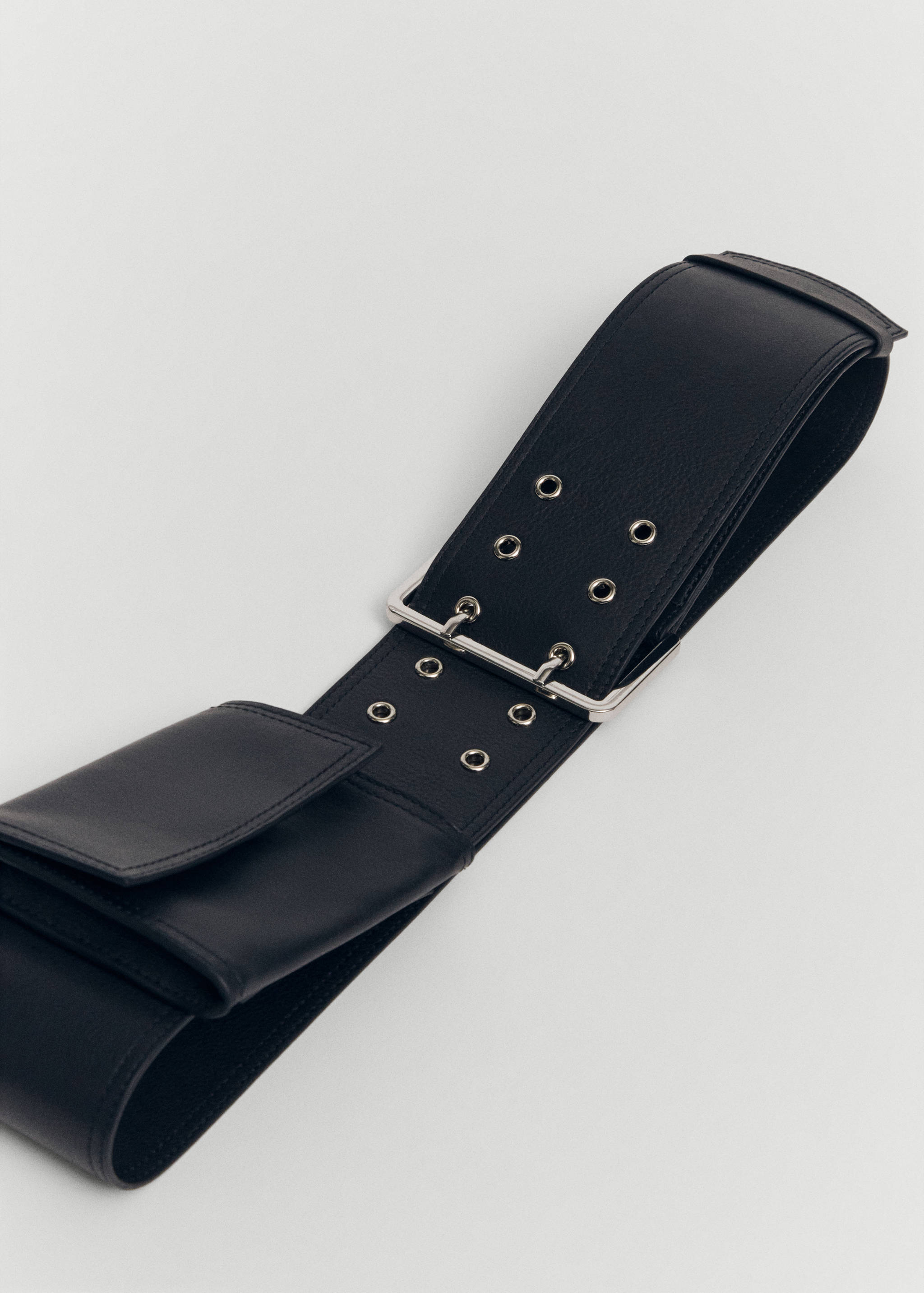 Belted leather money belt - Medium plane