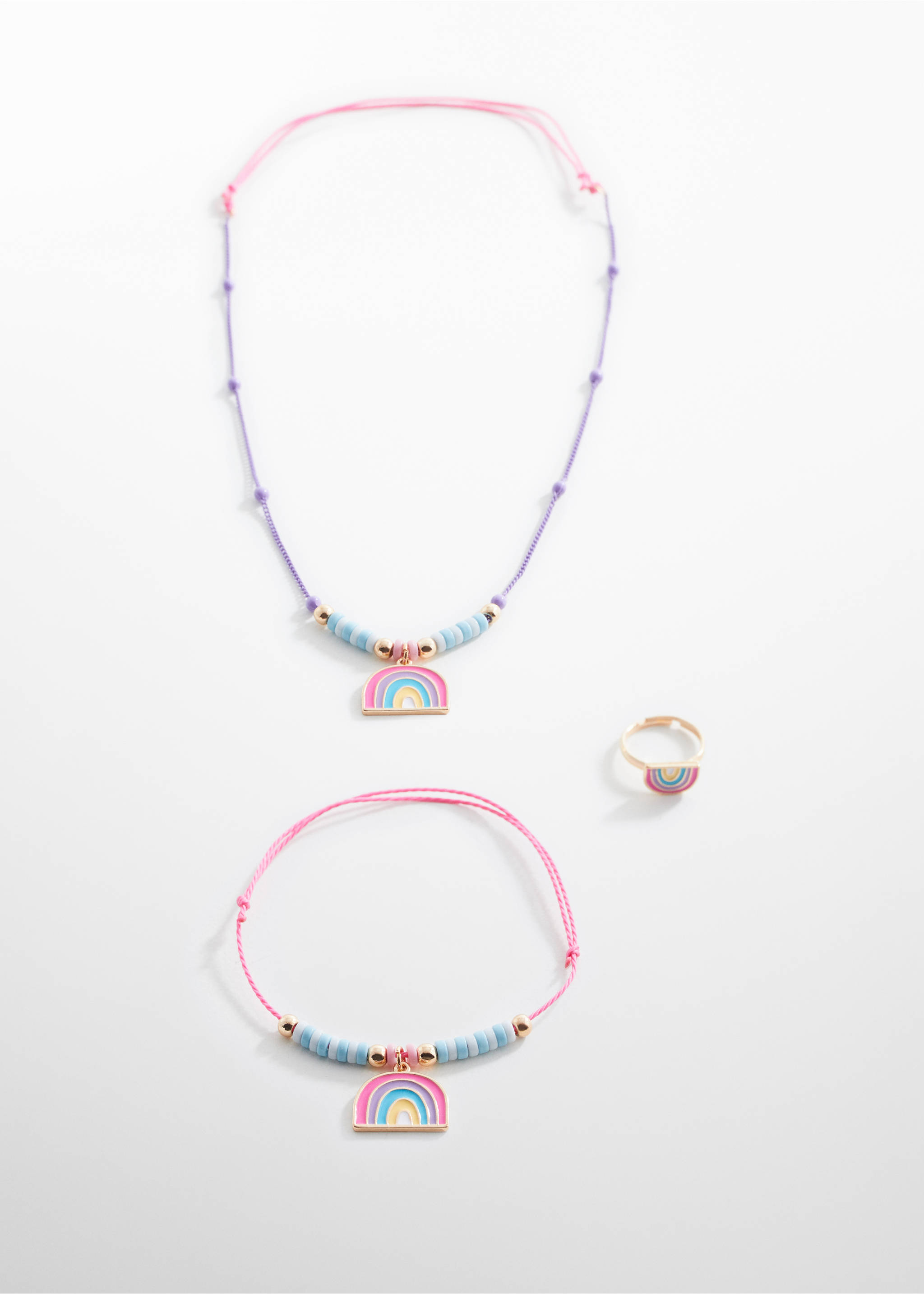 Necklace bracelet and ring set - Article without model, Lilac. Ref: 67004793-00.