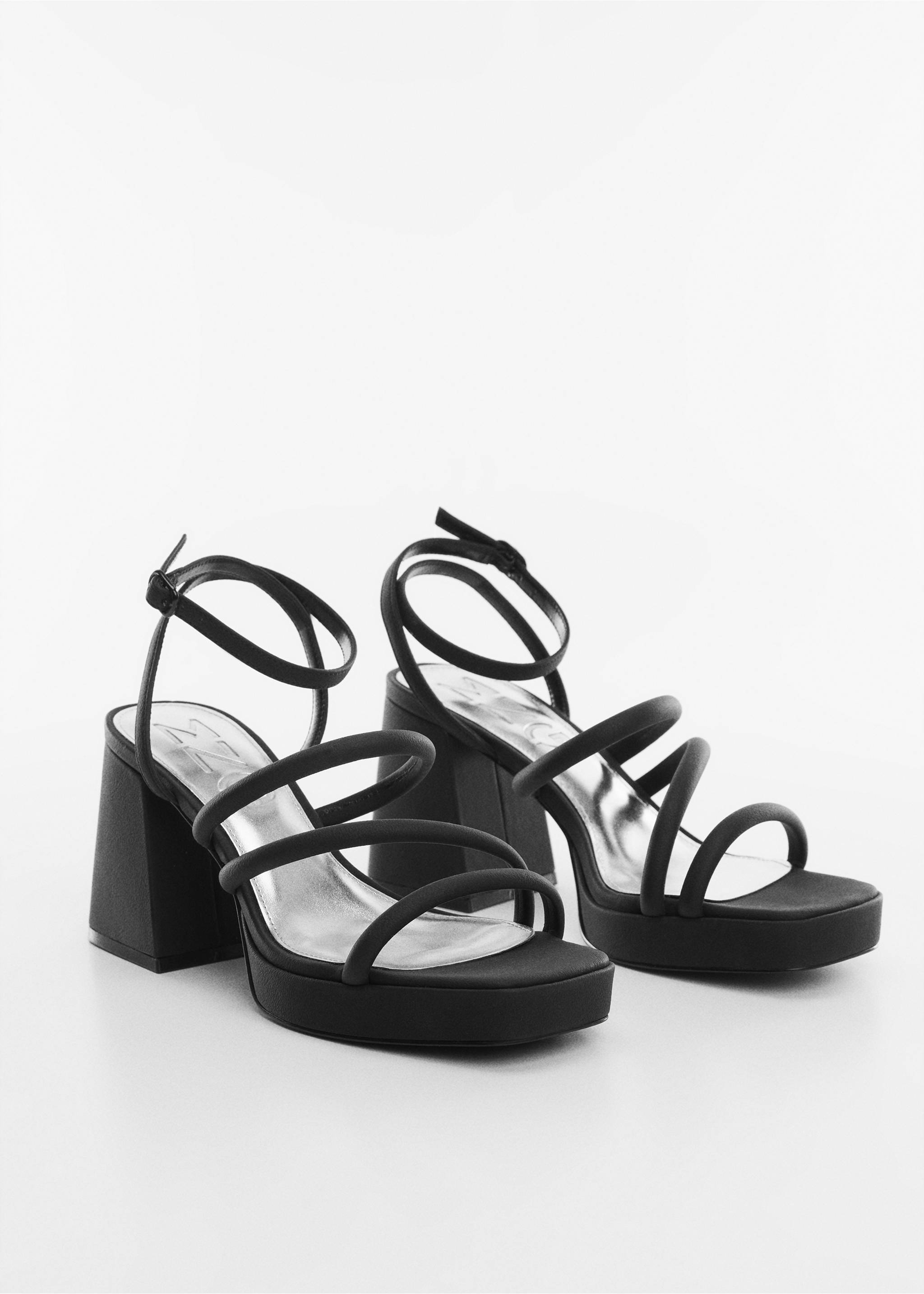 Strappy heeled sandals - Medium plane, Black. Ref: 67005146-00.