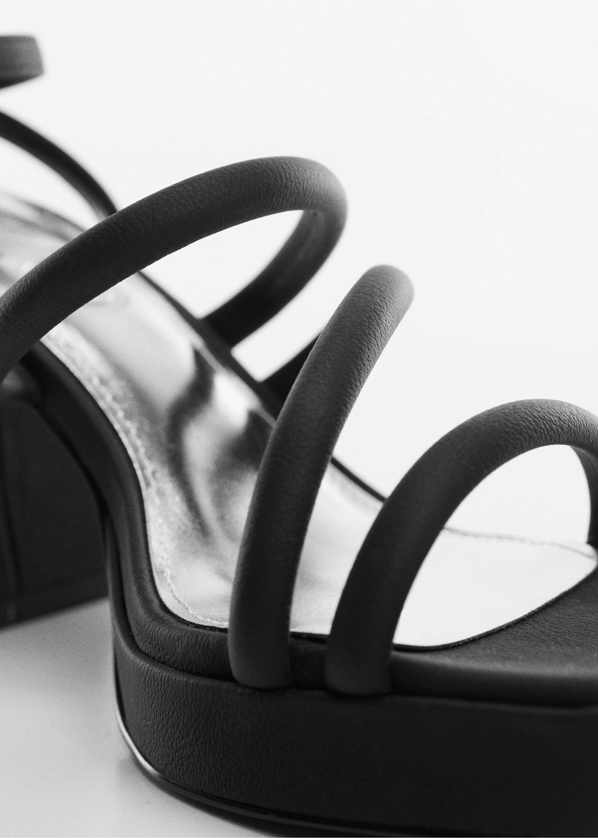Strappy heeled sandals - Details of the article 1, Black. Ref: 67005146-00.