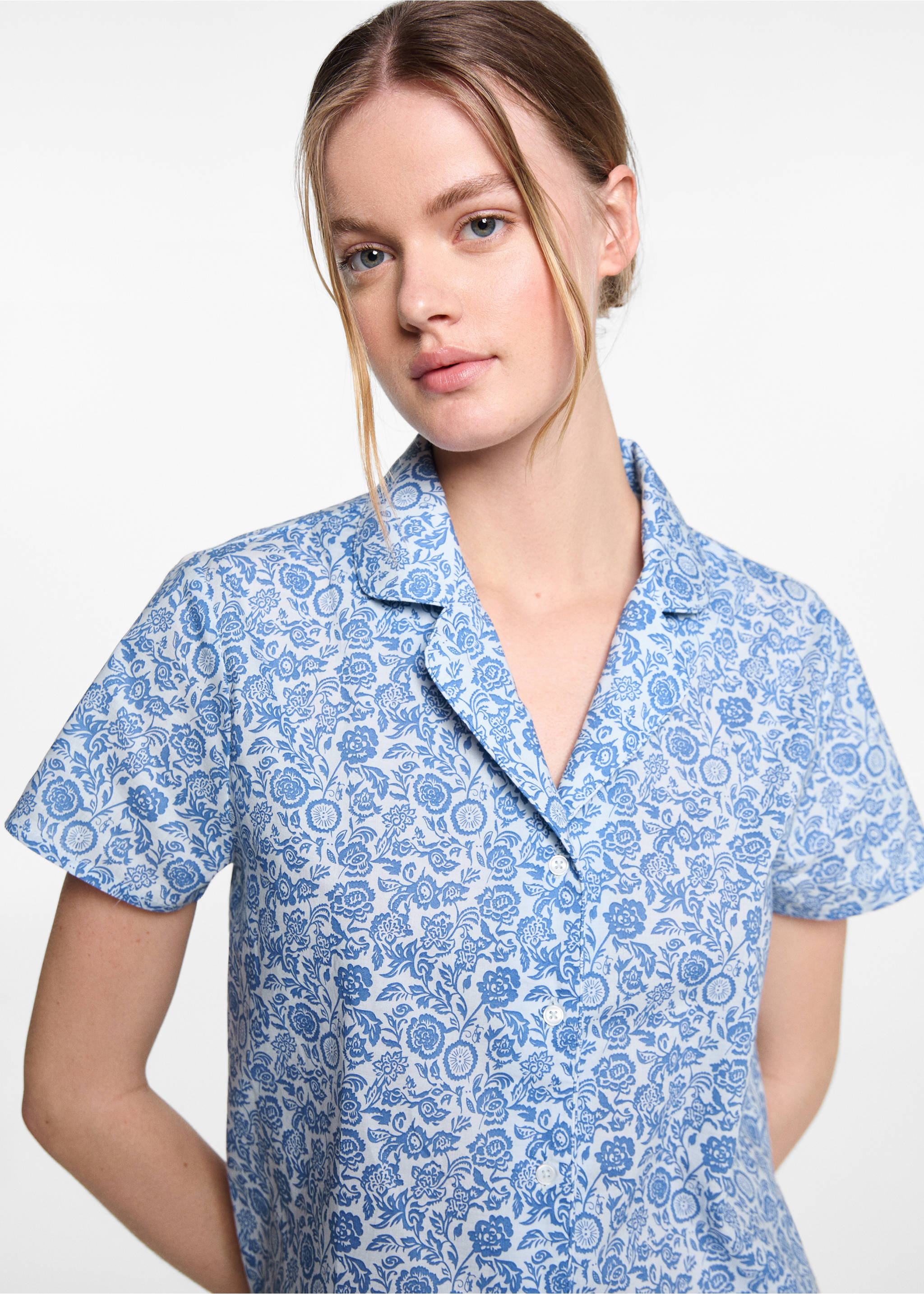 Printed short pyjamas - Details of the article 1, Blue. Ref: 67005153-00.