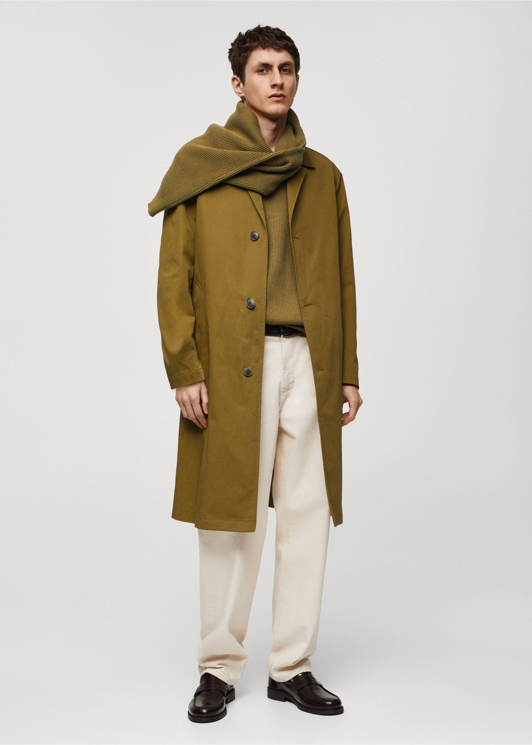 Relaxed-fit cotton trench coat - General plane, Olive Green. Ref: 67005154-00.