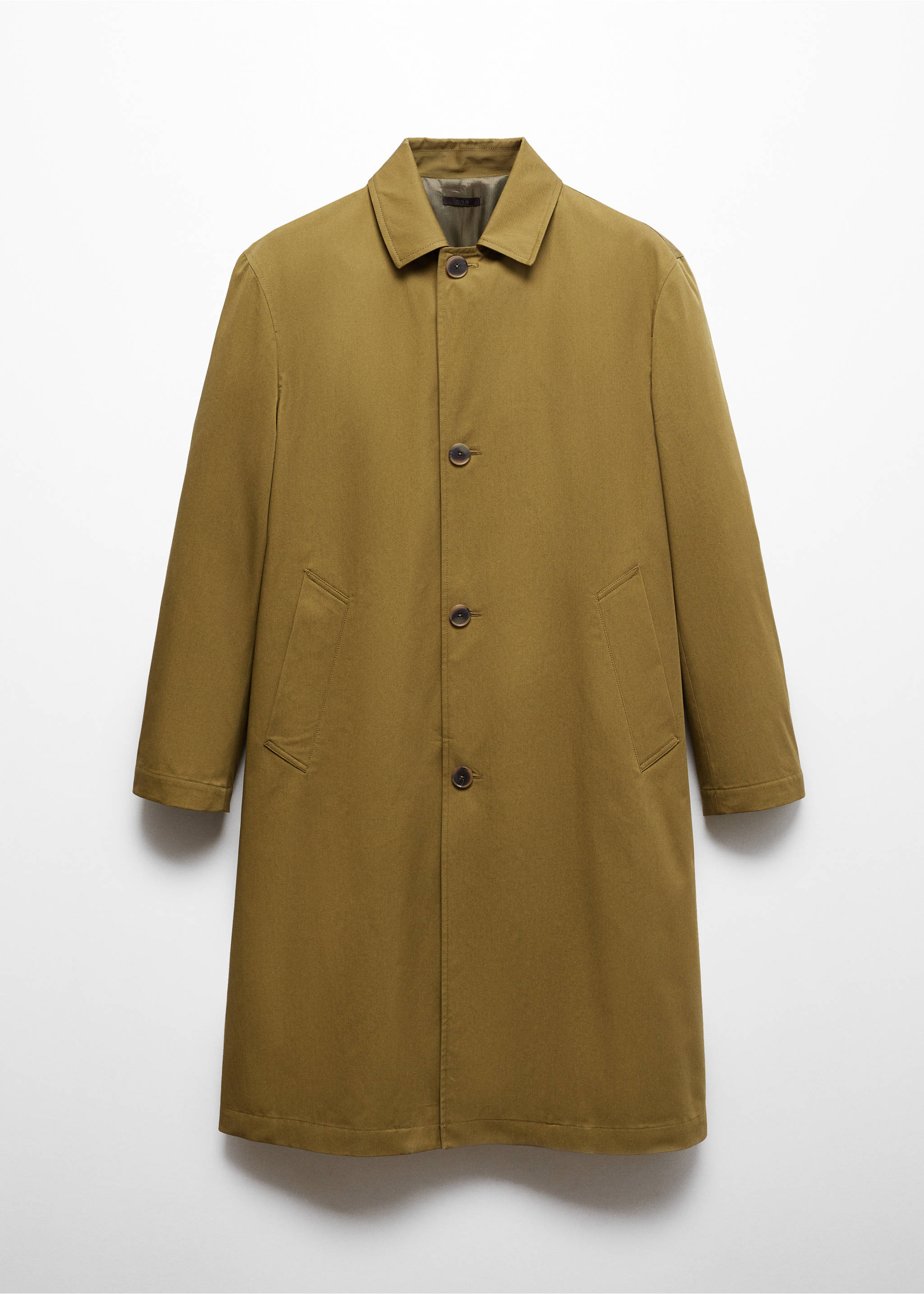Relaxed-fit cotton trench coat - Article without model, Olive Green. Ref: 67005154-00.