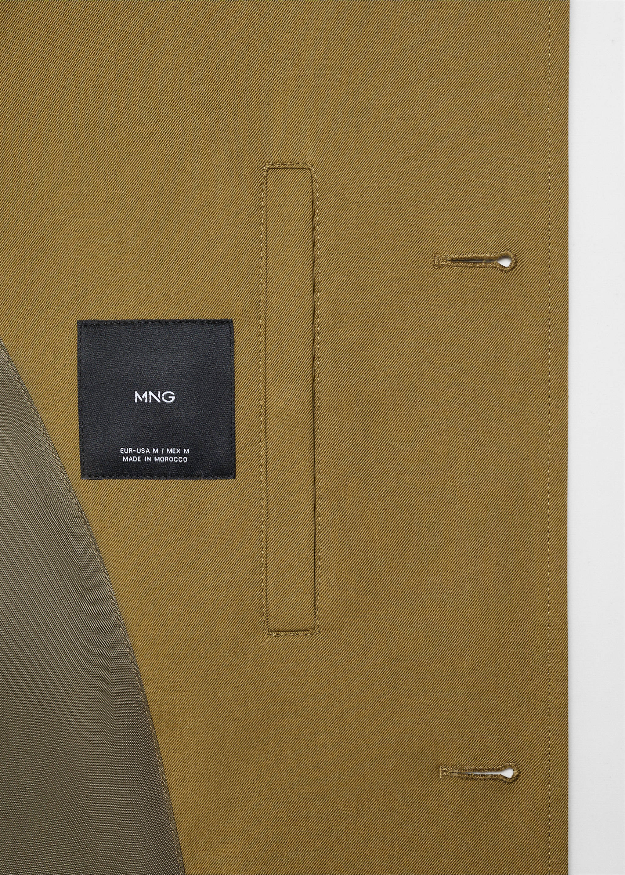 Relaxed-fit cotton trench coat - Details of the article 8, Olive Green. Ref: 67005154-00.