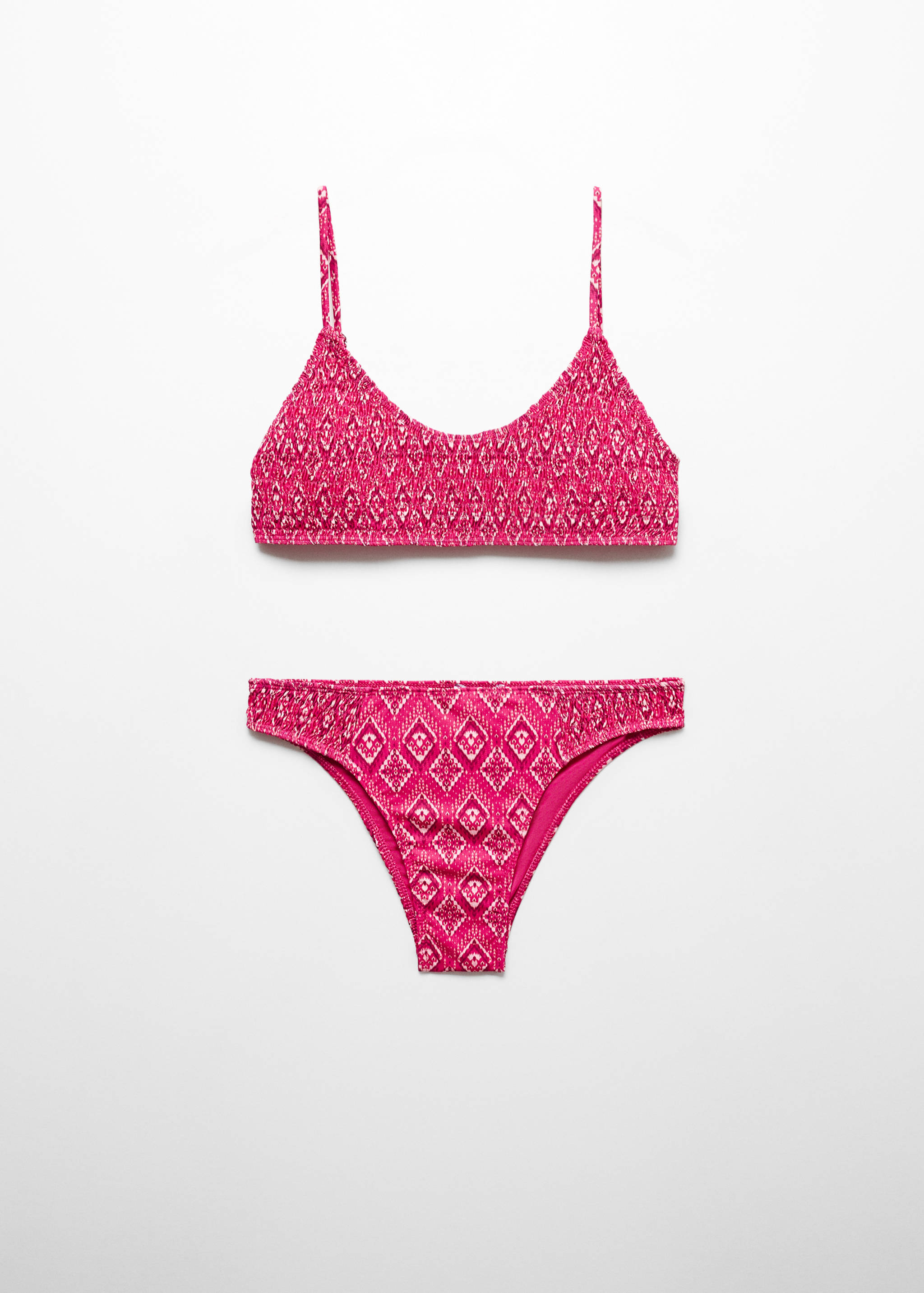 Gemusterter Bikini mit Raffdetails - Artikel ohne Model