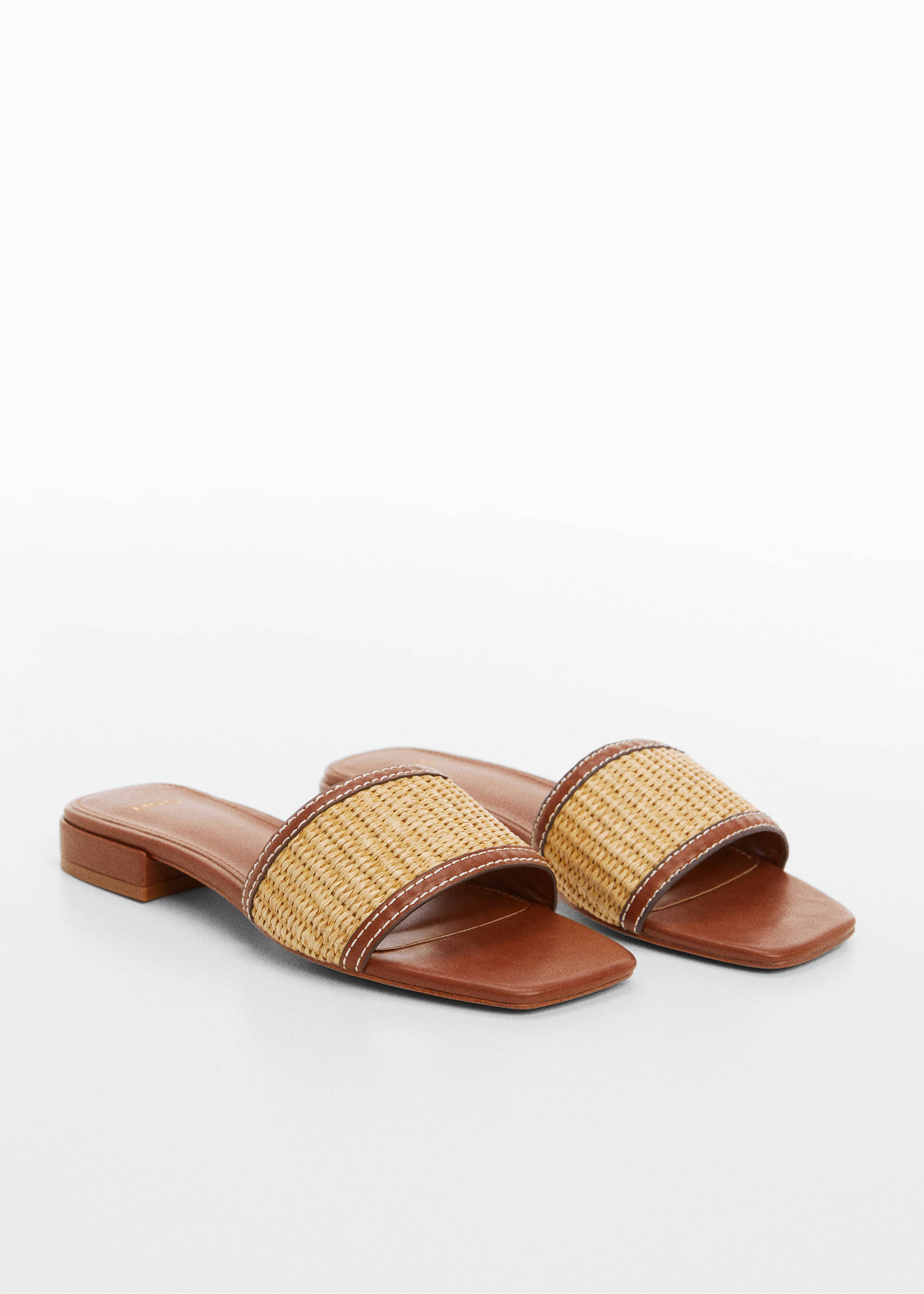 Raffia strap sandal - Medium plane, Leather. Ref: 67005737-00.