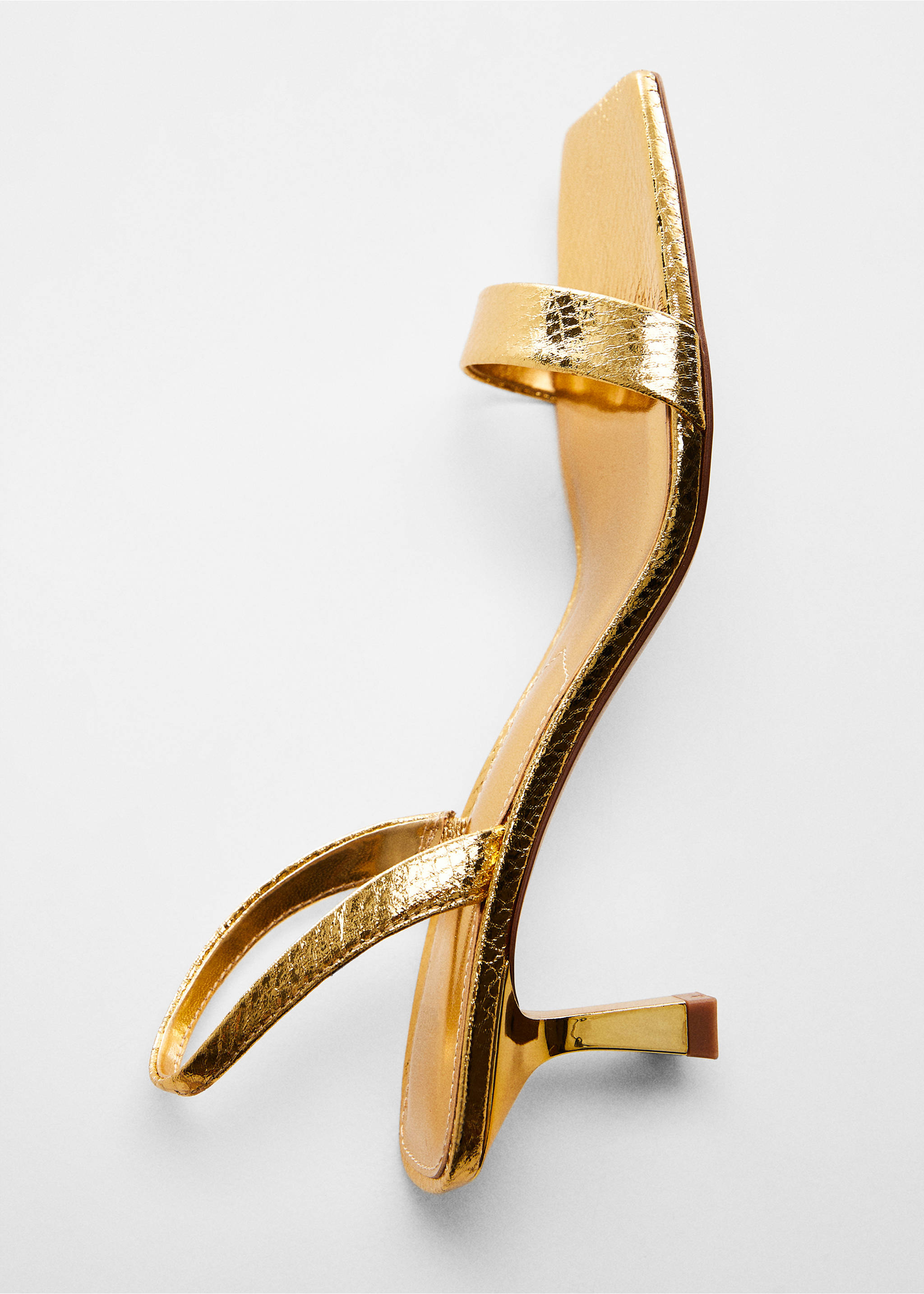 Metallic snake sandals - Details of the article 5, Gold. Ref: 67005738-00.