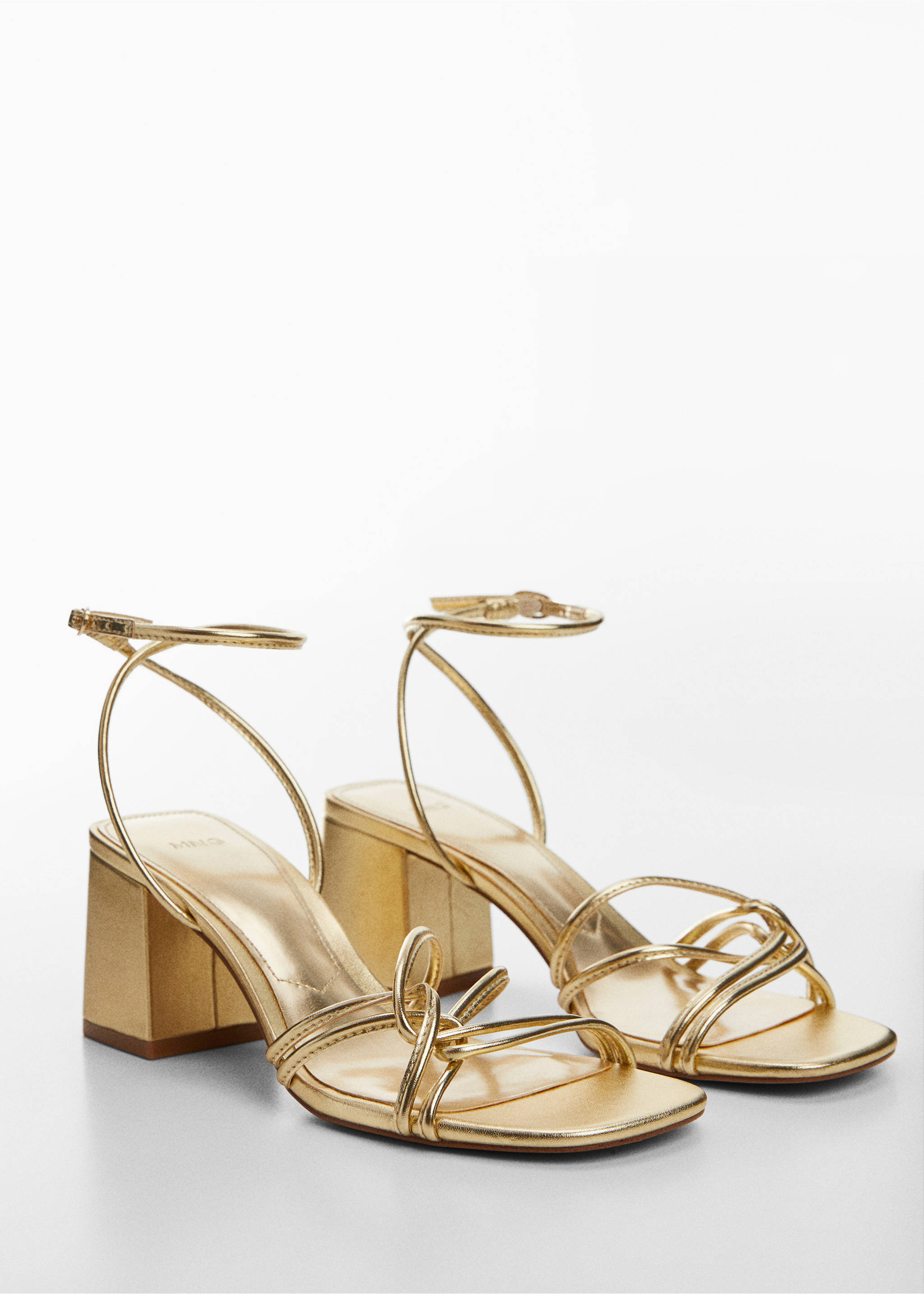 Strappy heeled sandals - Medium plane, Gold. Ref: 67005739-00.