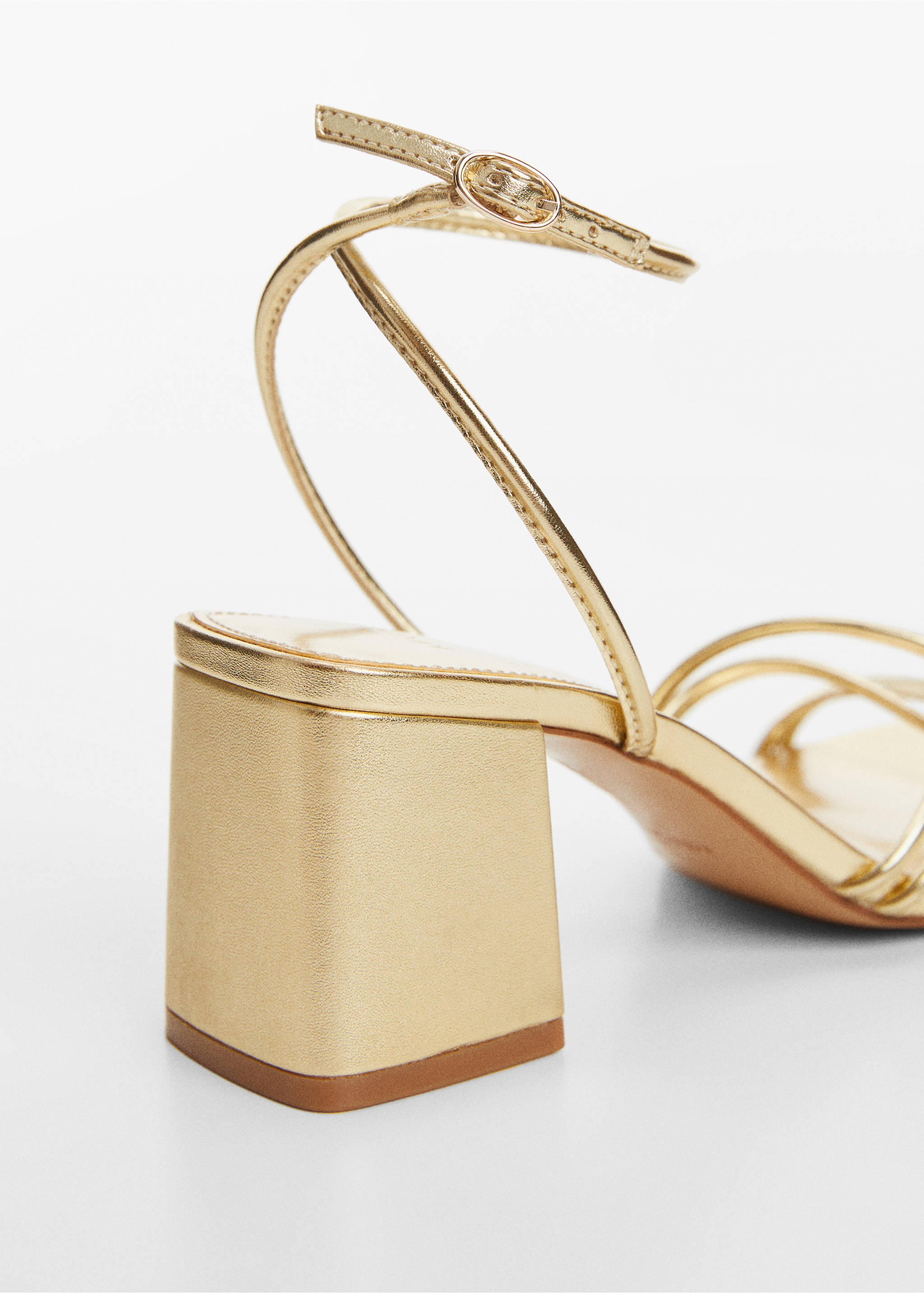 Strappy heeled sandals - Details of the article 1, Gold. Ref: 67005739-00.