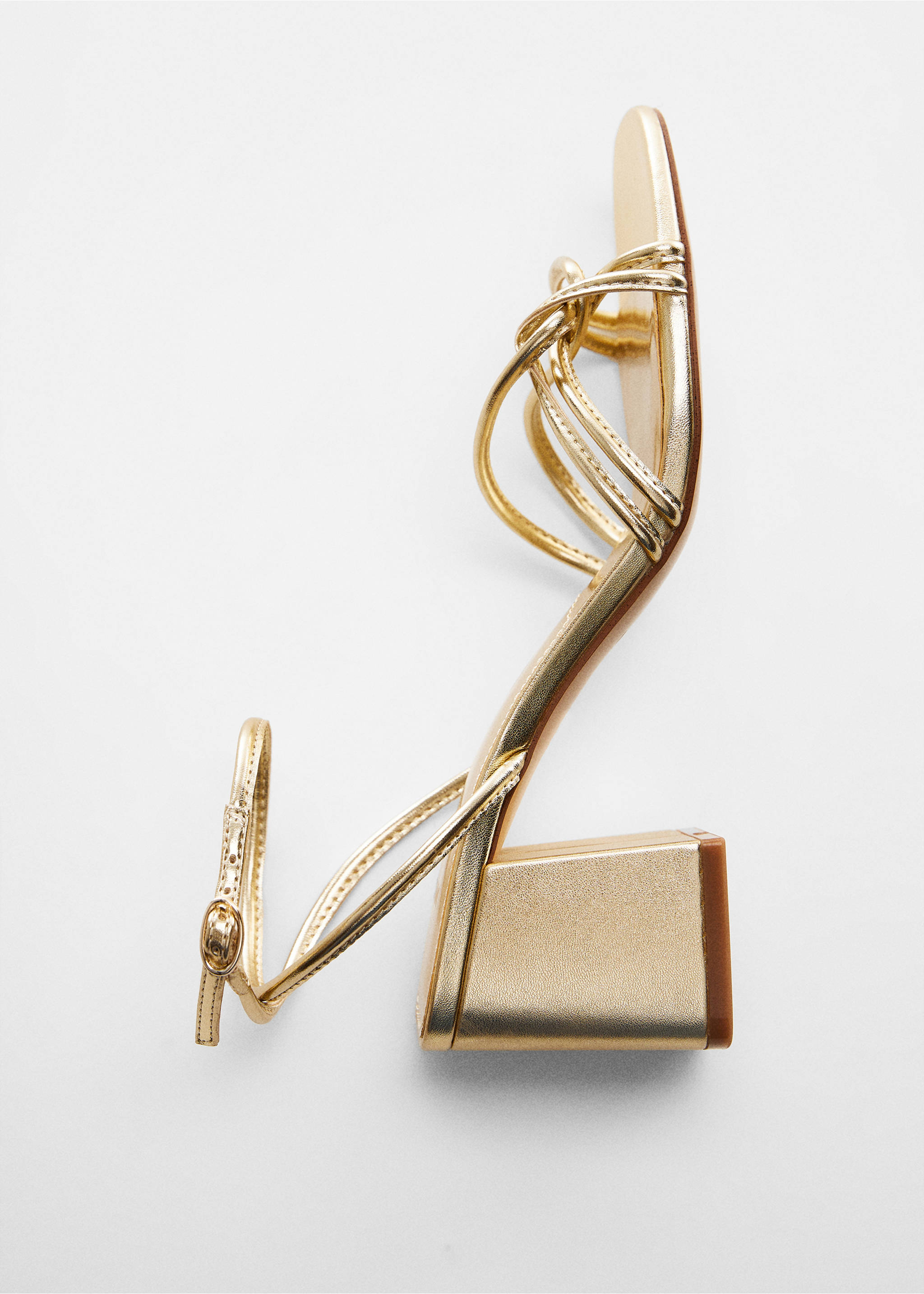 Strappy heeled sandals - Details of the article 5, Gold. Ref: 67005739-00.