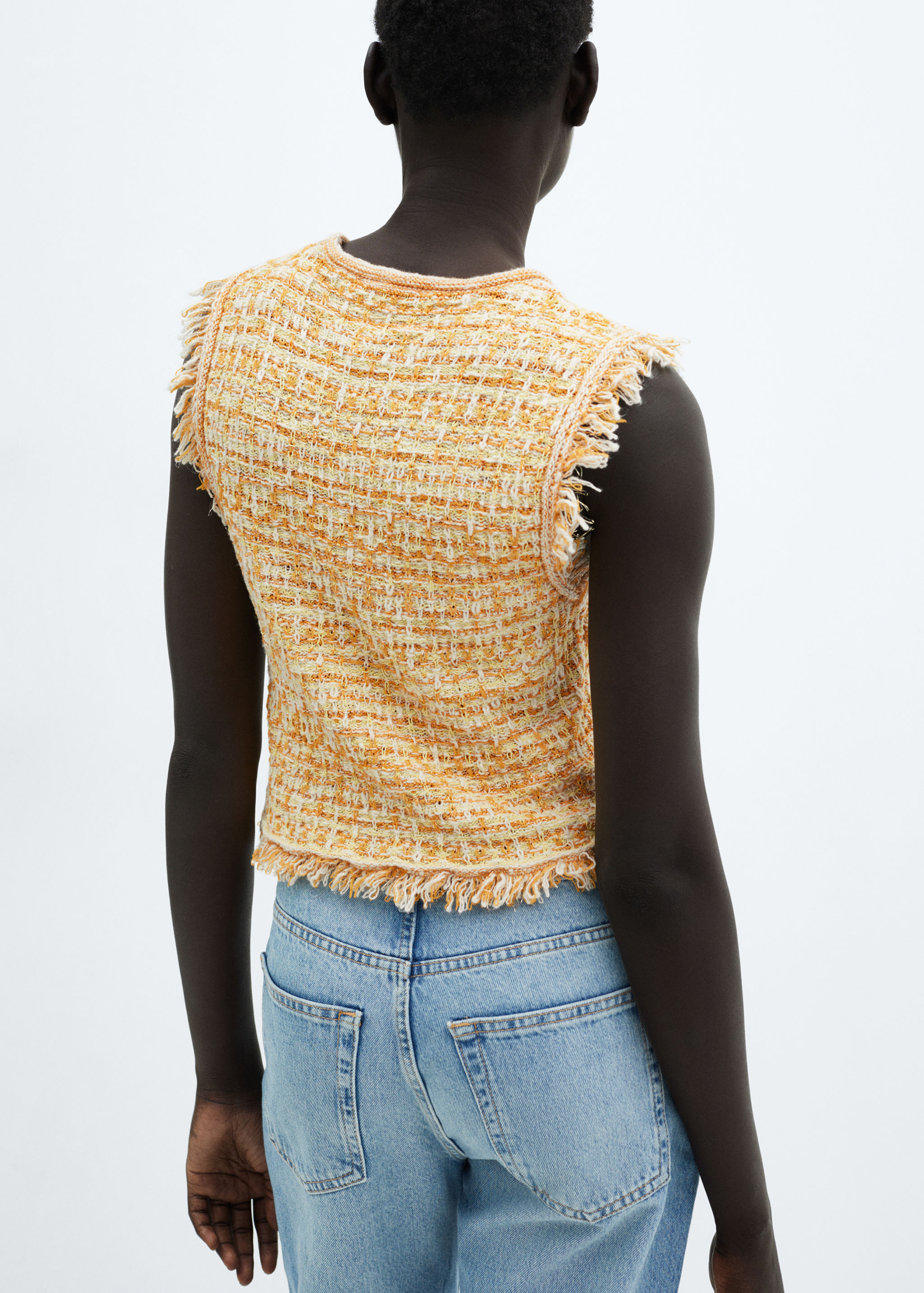 Tweed top with frayed detail - Reverse of the article