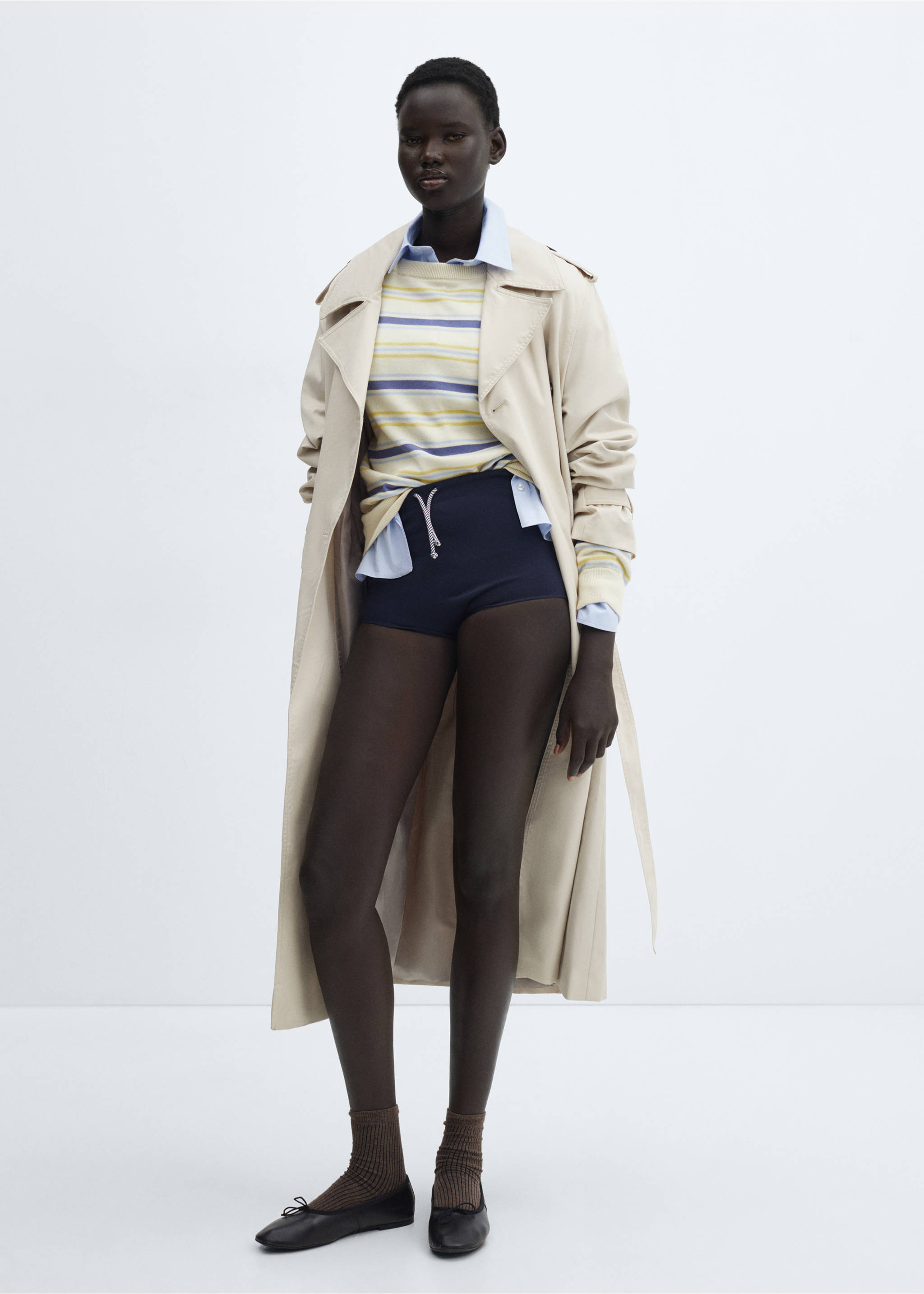 Round-neck striped sweater - General plane, Ecru. Ref: 67005759-00.