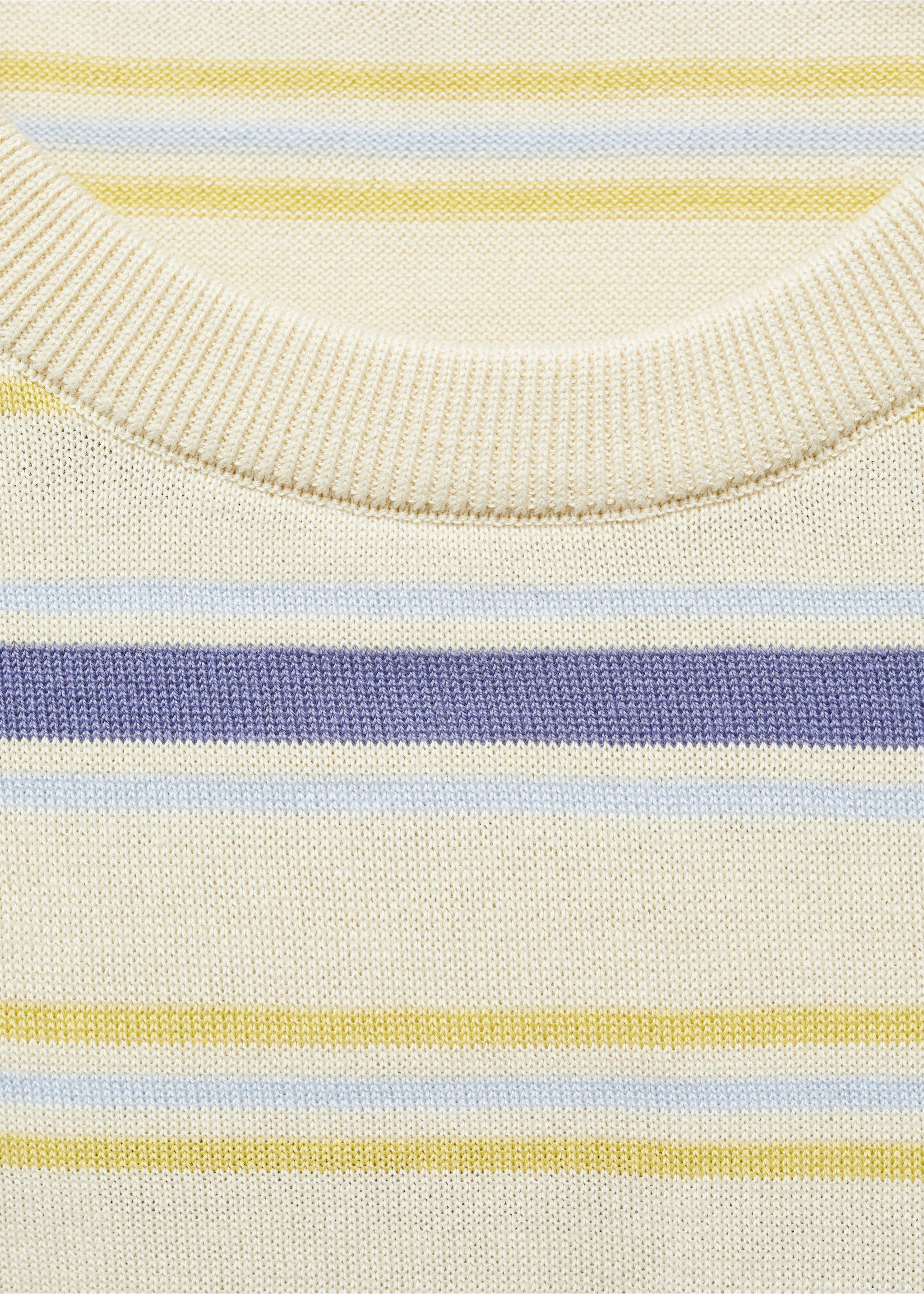 Round-neck striped sweater - Details of the article 8, Ecru. Ref: 67005759-00.