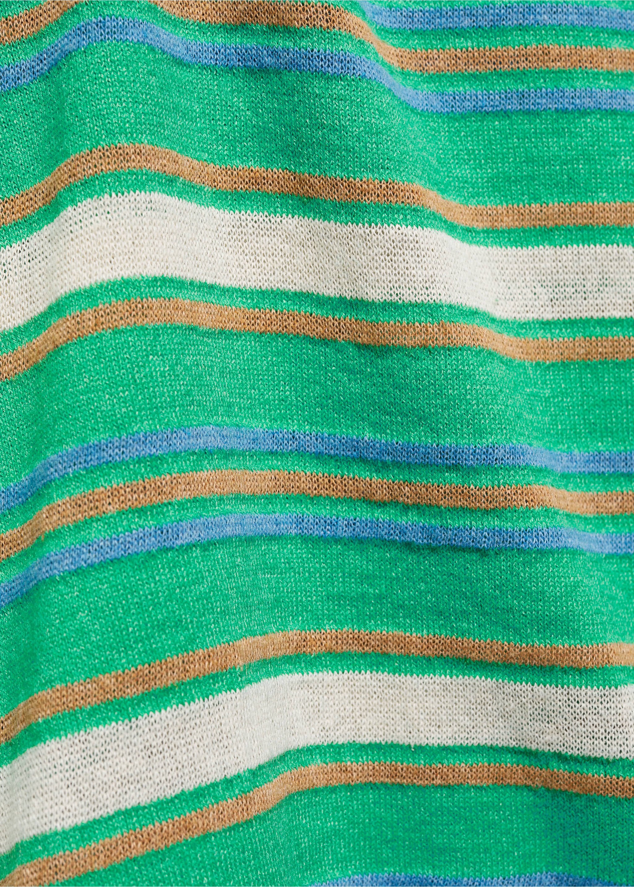 Round-neck striped sweater - Details of the article 8, Pastel Green. Ref: 67005760-00.